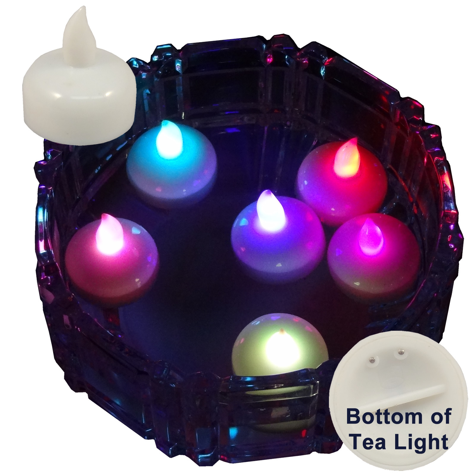 6 Multi-color Led Floating Floral Tea Light Candle for Wedding Centerpiece Decor