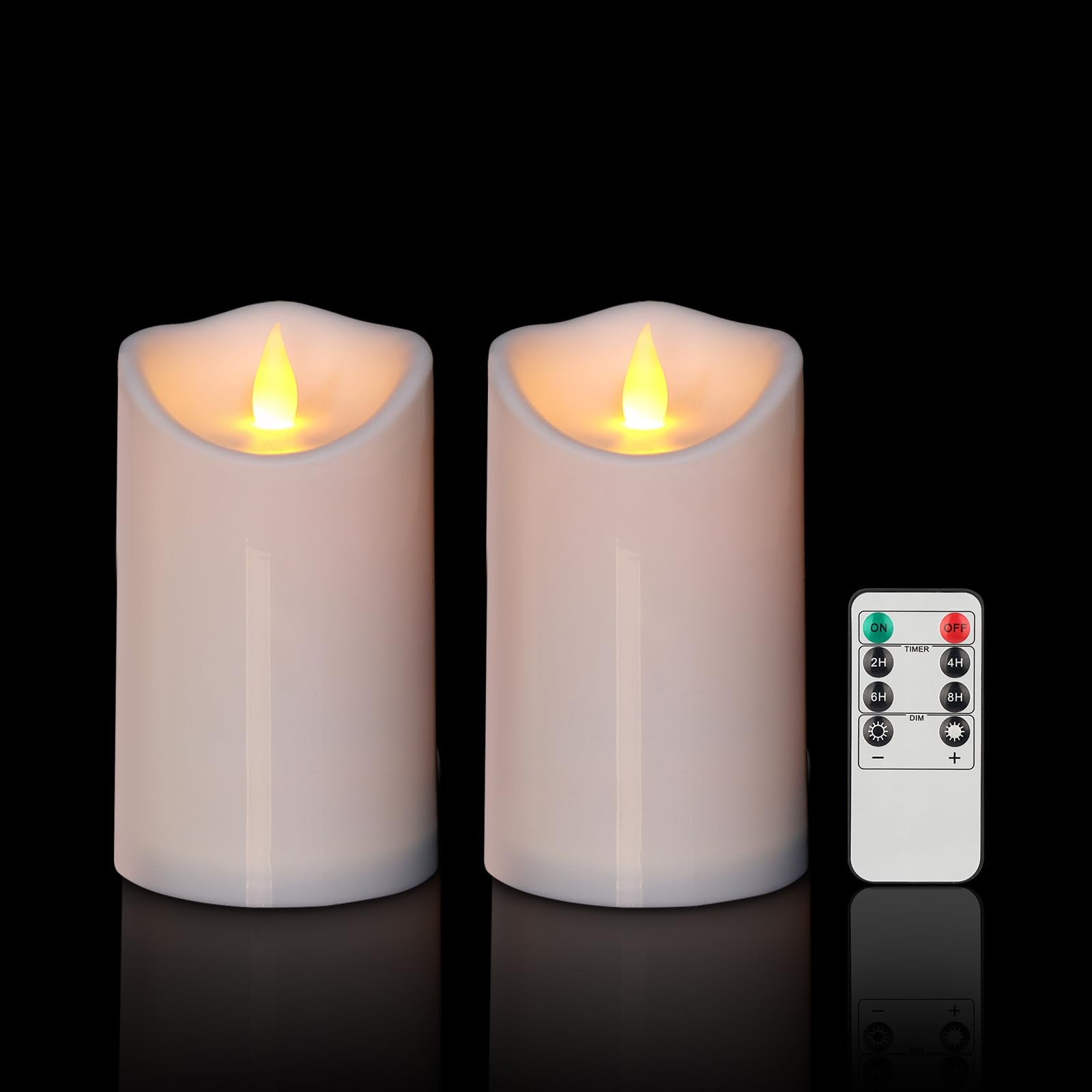 Pure White Flameless Candles, Patented 3D Dual-LED, Set of 2 Slanted Plastic …