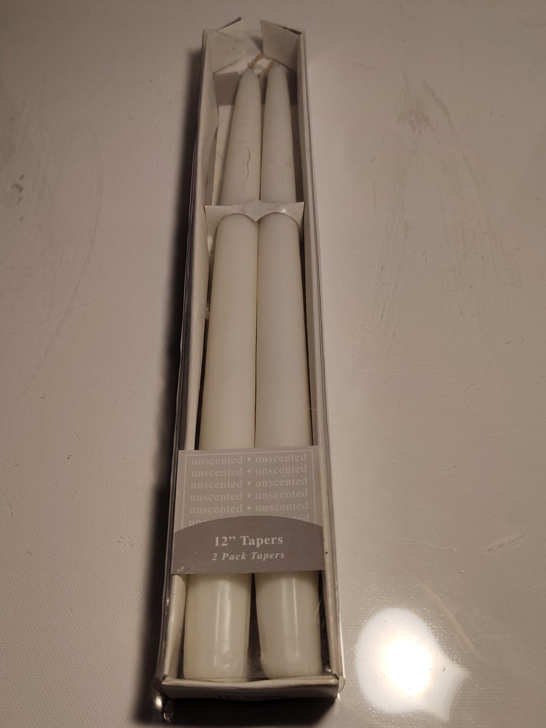 2 Vintage Made In India Taper White 12″ Candles Boxed Set New