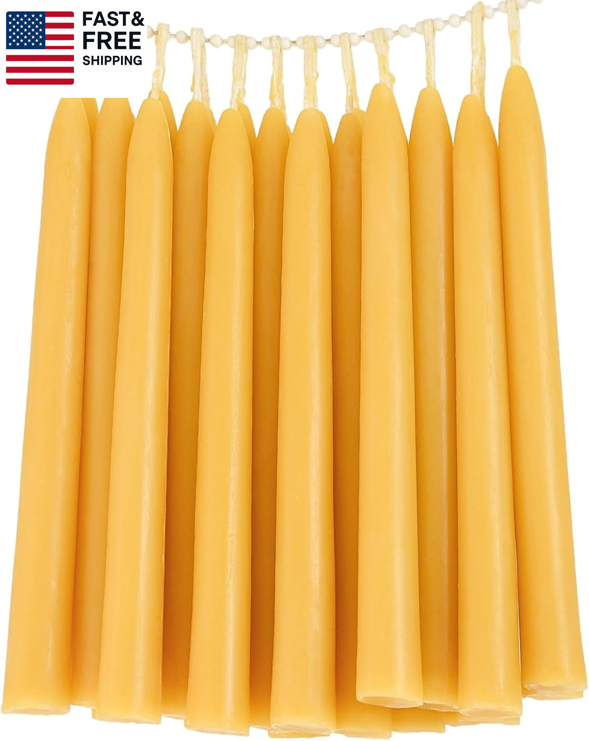 24 Pack Beeswax Taper Candles in Bulk 8 Inch Tall – All Natural, 100% Pure Unsce