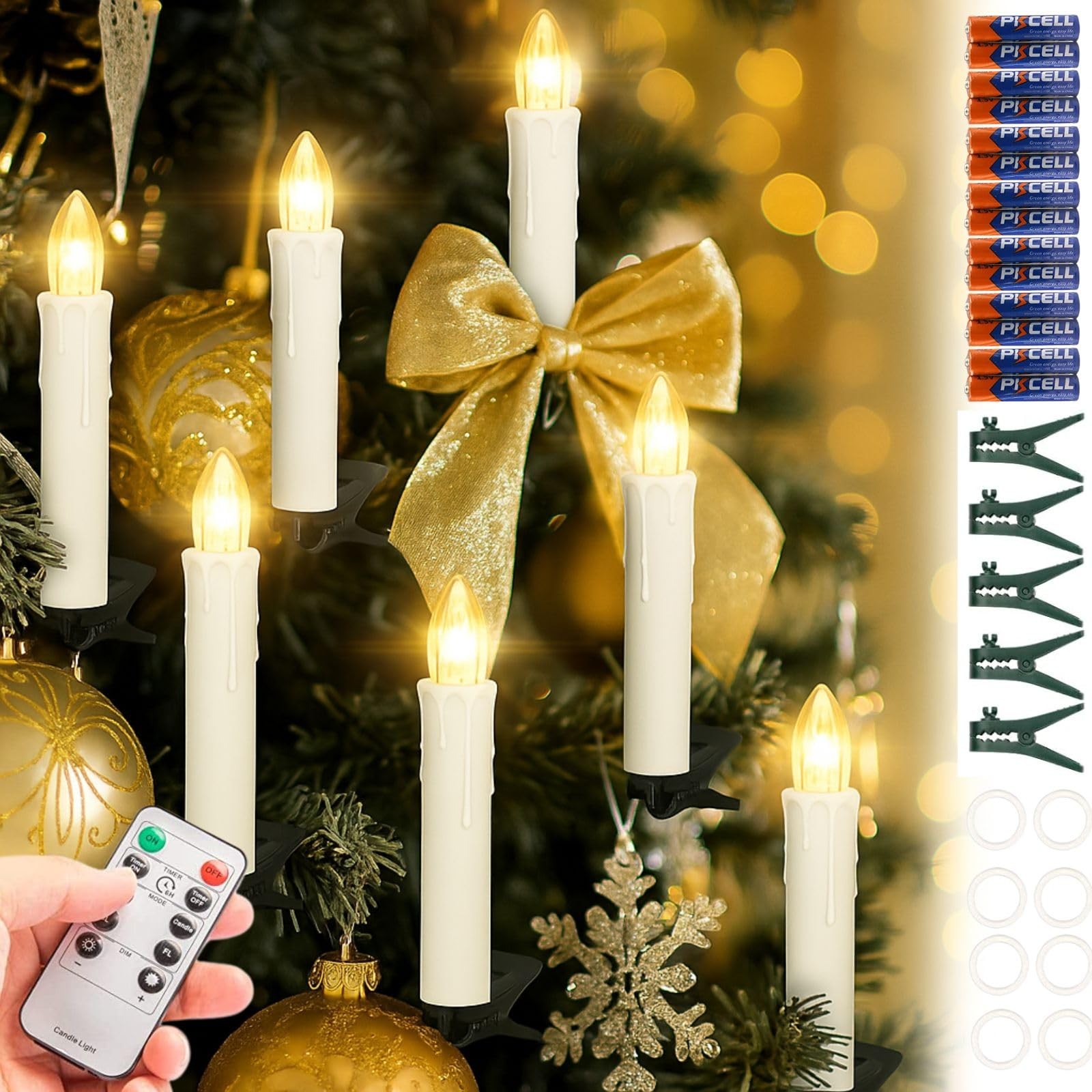 20 PCS LED Candles Timer Waterproof Dimmable Flameless Battery Candle Lights