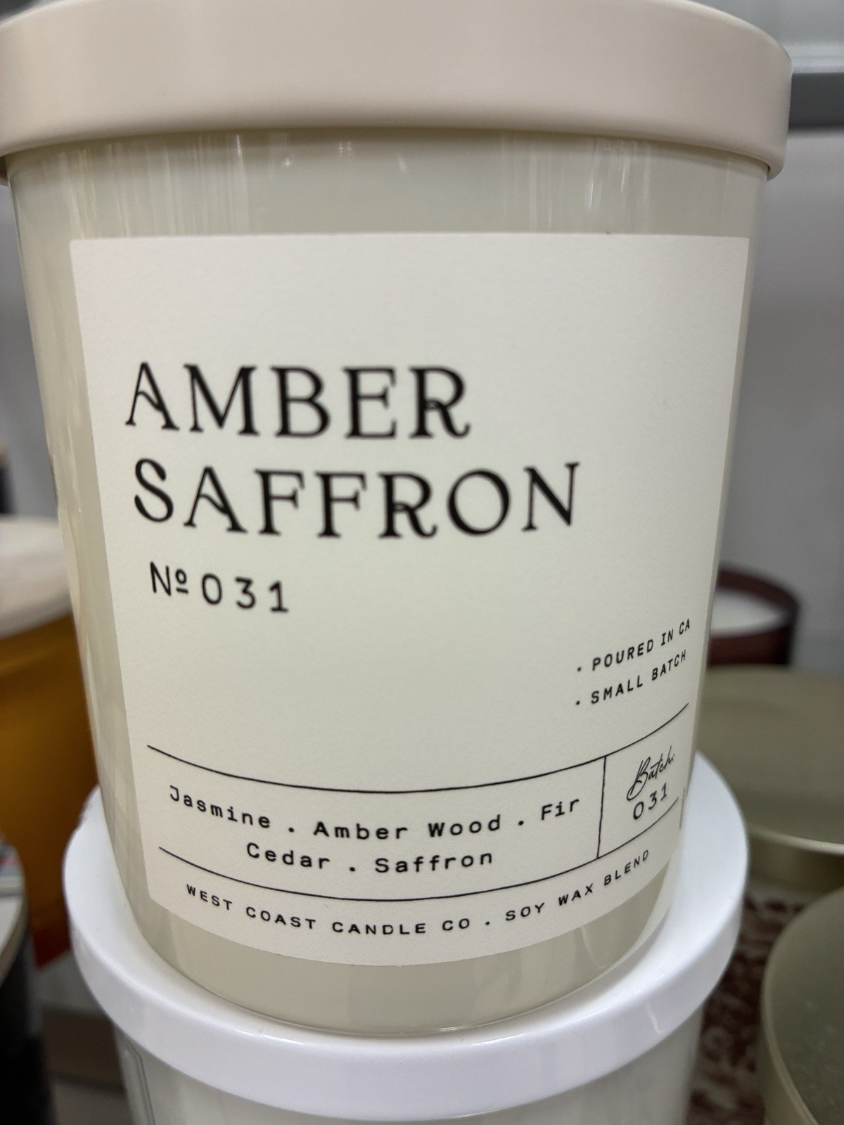 LEOBEN CO Amber Saffron Vegan Soy Wax Blend Candle Cut Glass Facete 9oz Rare