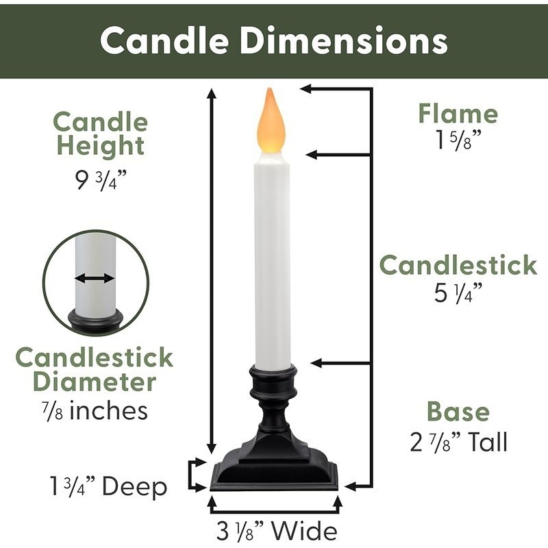 Cordless Flameless Window Candles W/ Flickering Flame Automatic Timer Pack of 4