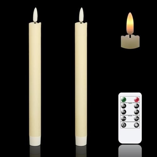 Set of 2, 8″ Luminara Real Wax Flameless Taper Candles Moving Wick Ivory Weddin