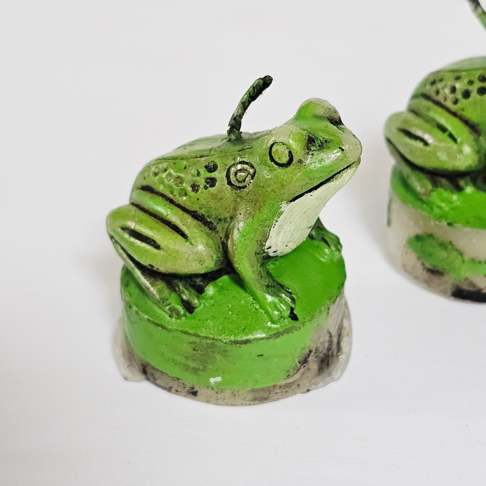 Vintage Frog Tealight Candles Set 3 Cottagecore Decor Nature Rain Forest Garden