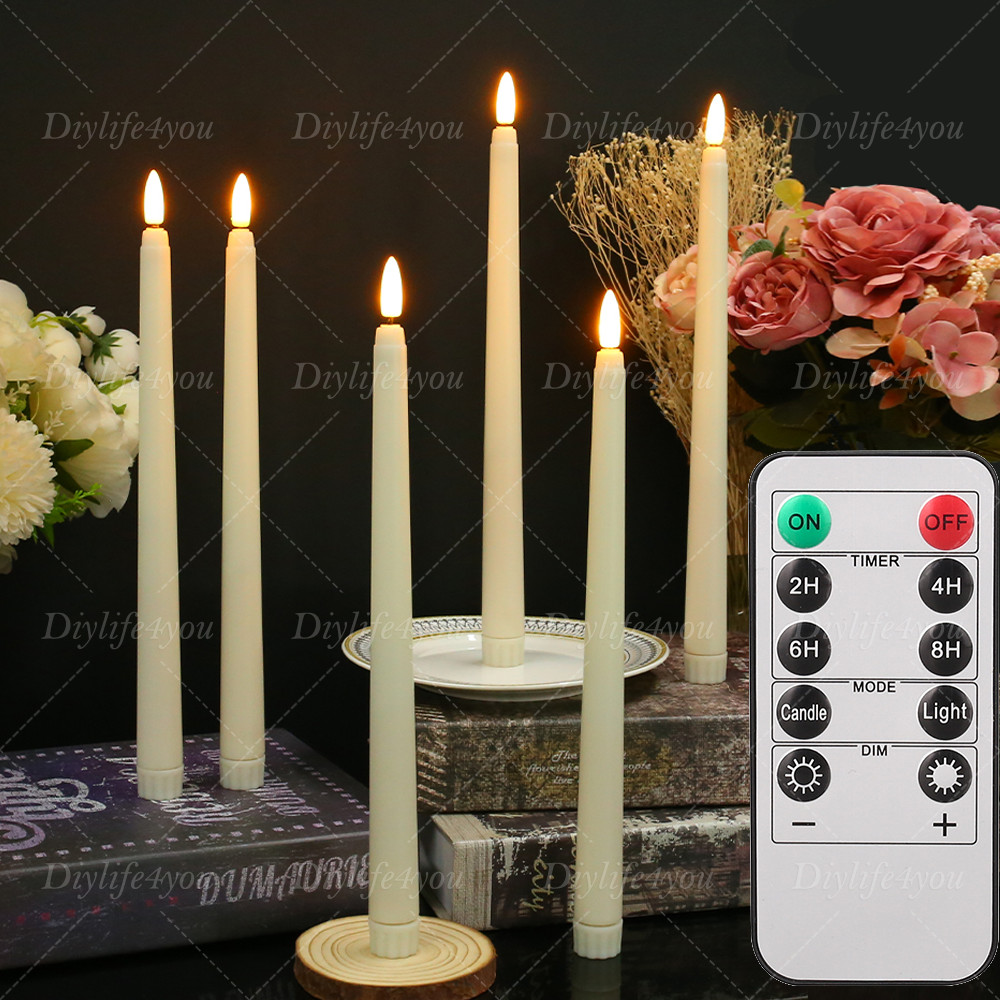 12Pack Flickering Flameless Taper Candles Light with Remote Control Timer Dimmer