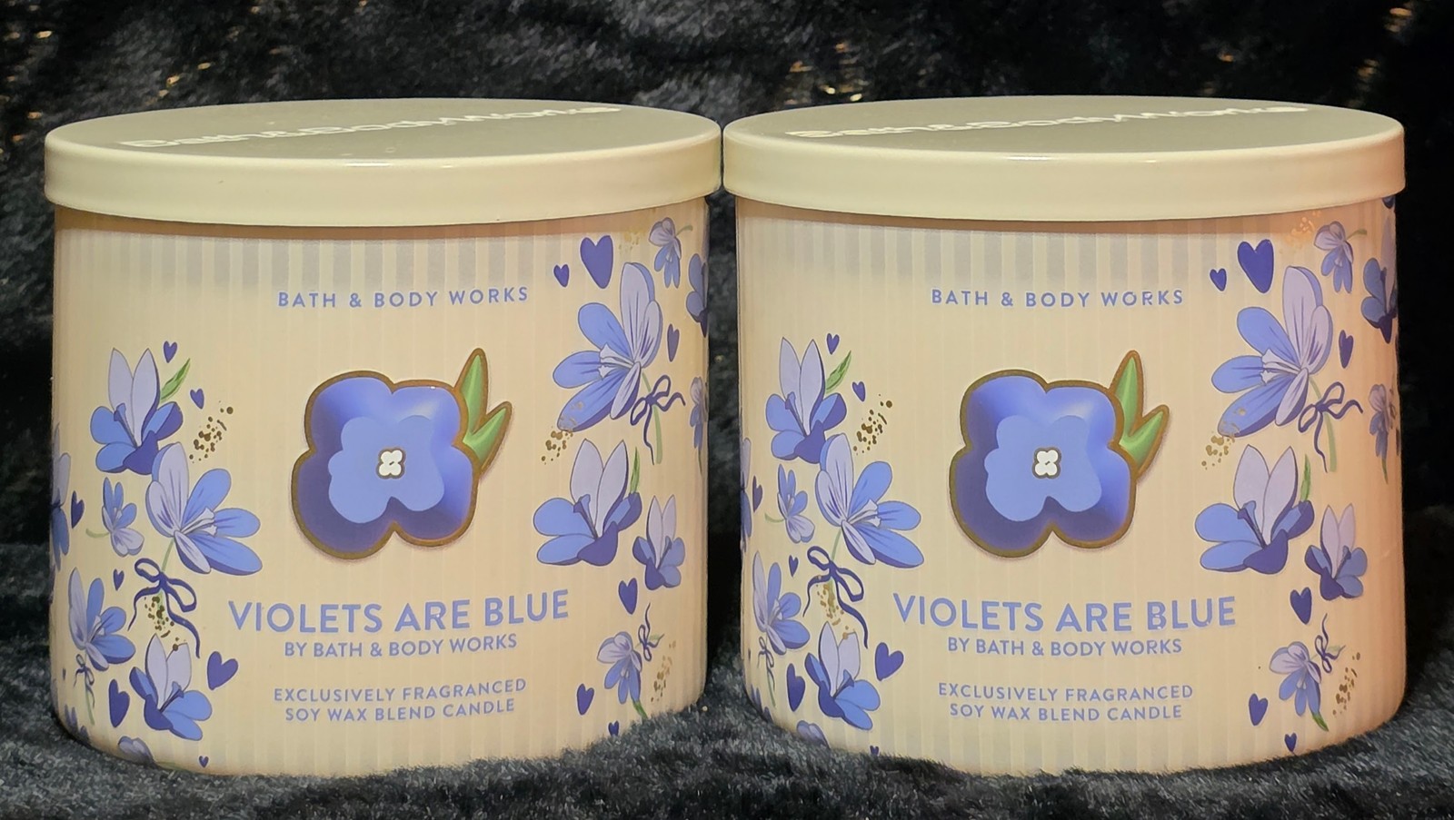 HTF Bath & Body Works Violets Are Blue Three Wick Candles x2- NEW