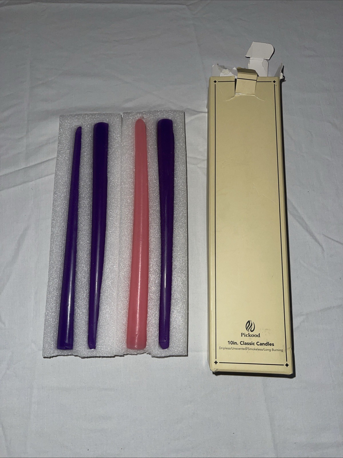 Mega Candles – Unscented 10″ Advent Taper Candle – Assorted, Set of 4