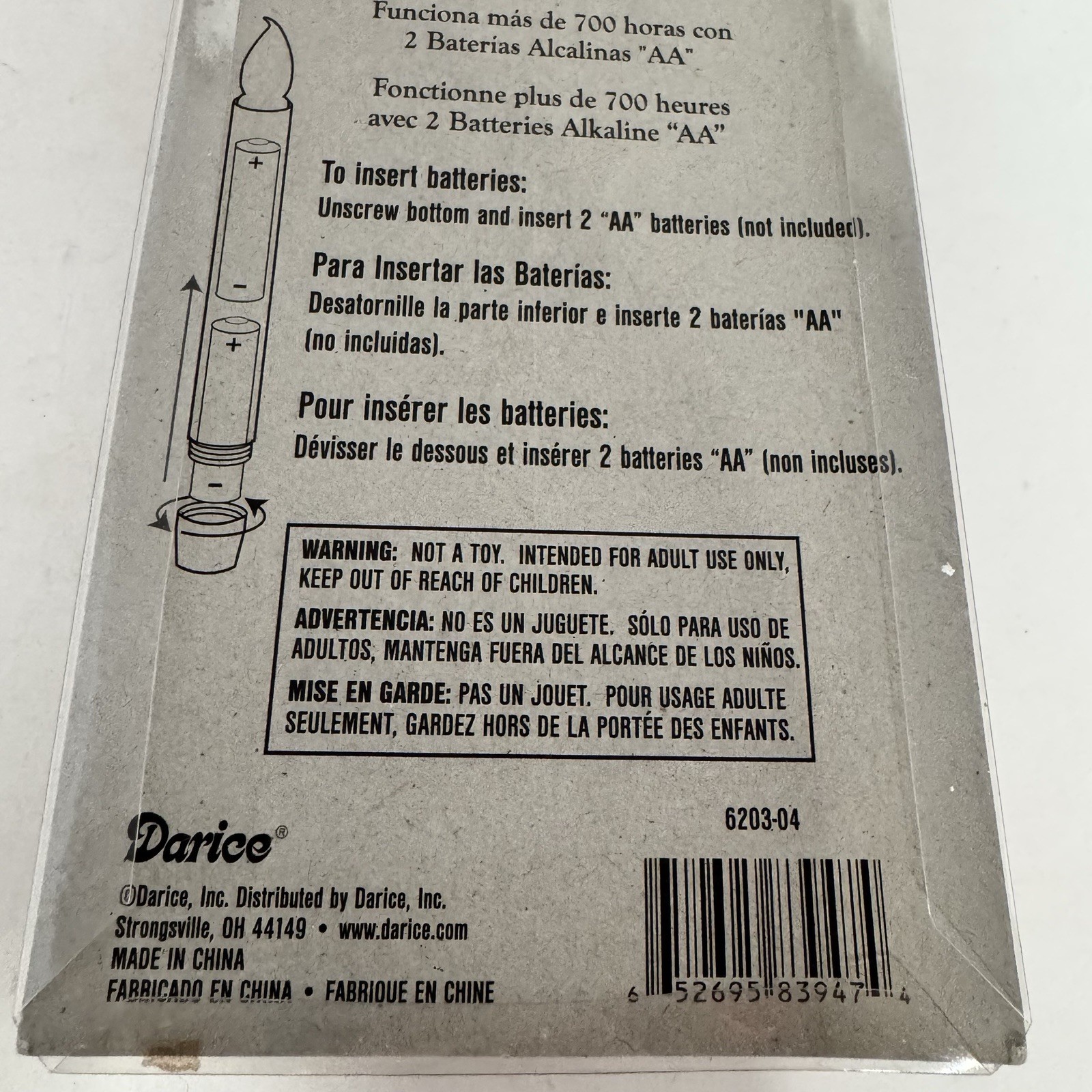 Darice LED Candles 2 Flicker Bulb Drip White 700 Hours W/2AA Batteries Sealed