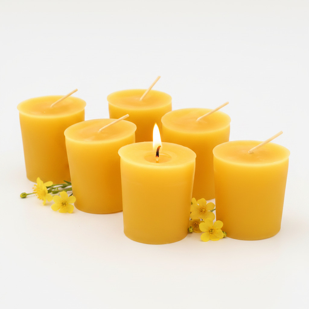100% Pure Beeswax 15-hour Votives Candles REFILLS (no cup), Organic Hand Made
