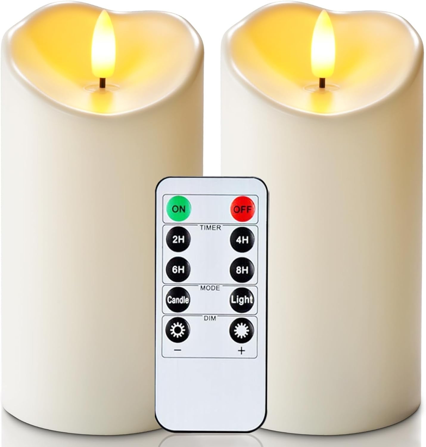 Set of 2 Dimmable 6″x3″ Outdoor LED Candles with Timers – Perfect for Any Event