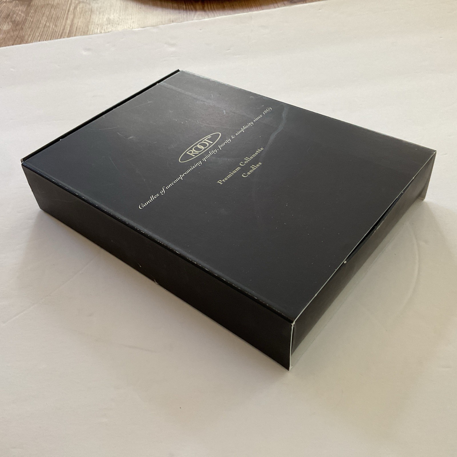 Root Premium Collenette Candles 7″ Hydrangea Blue Set 4 NEW IN BOX