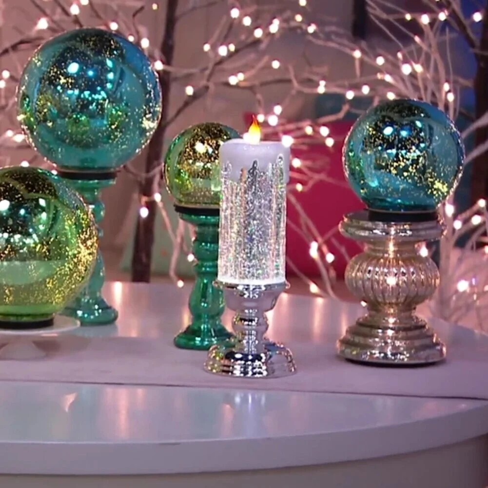 LED Candle Waterproof Swirling Glitter Flameless Party Christmas Home Decoration