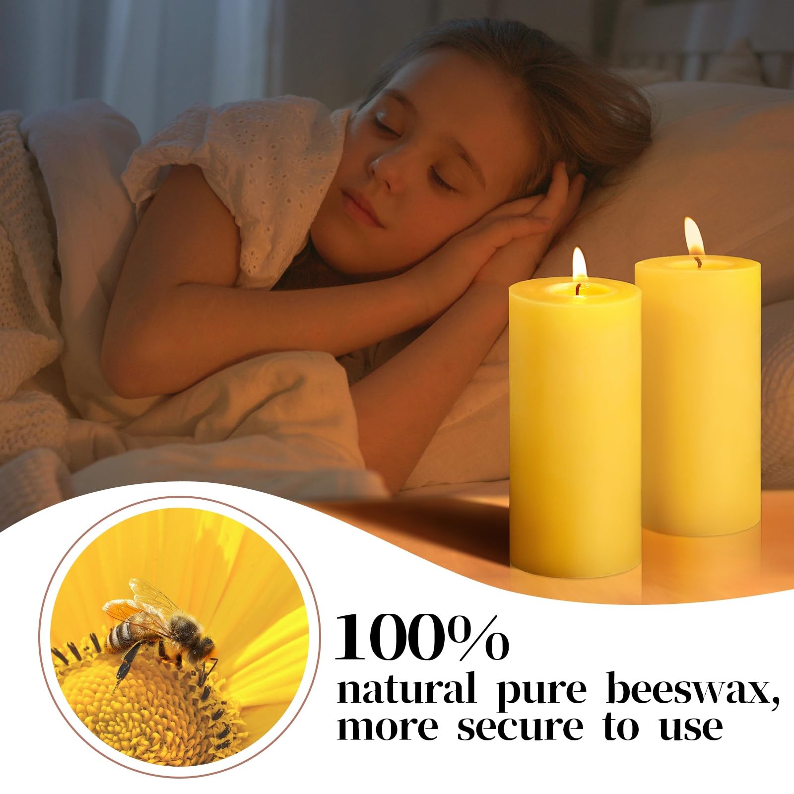 6 Pack Beeswax Candles for Mother’s Day, 100% Pure Natural Beeswax Pillar Can…