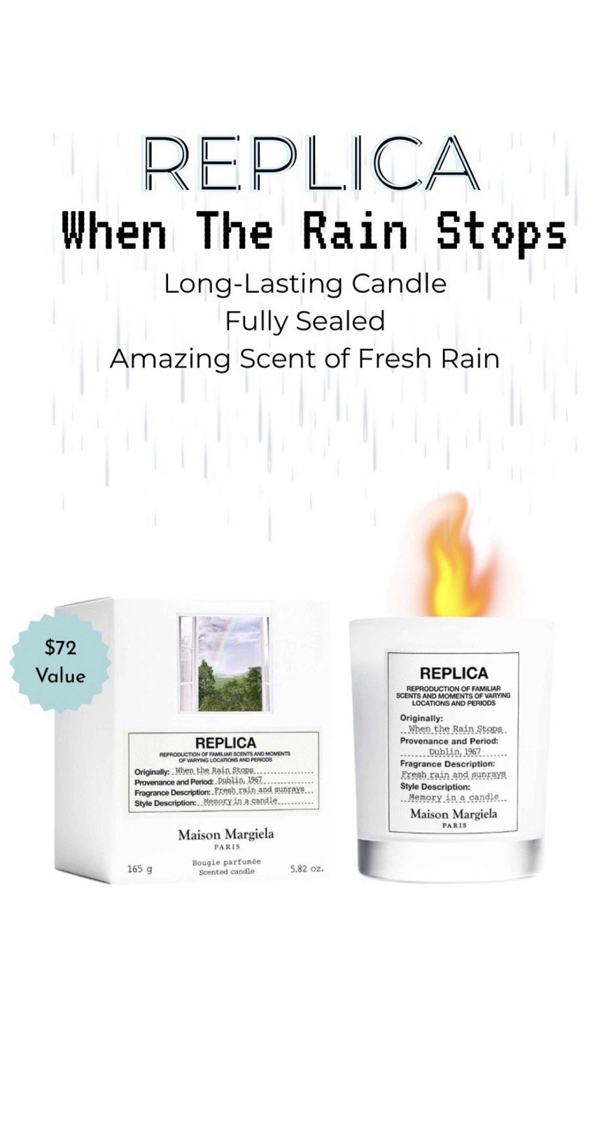 Maison Margiela Replica – When the Rain Stops Candle 5.82oz Sealed $72 MSRP