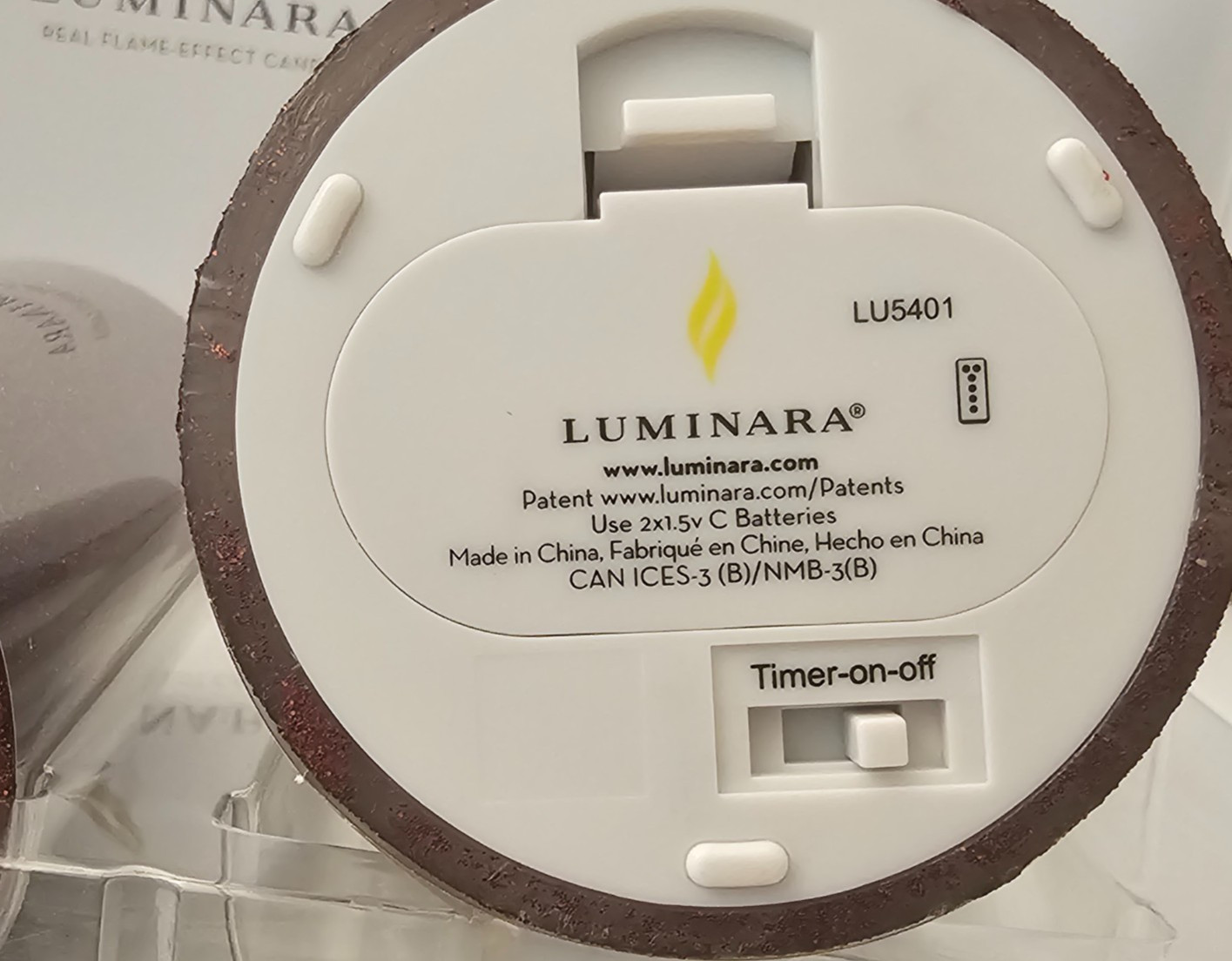 Luminara Brown Glitter 3 Pillar Candle Set Remote Control 5″, 7″ & 9″ X 3″