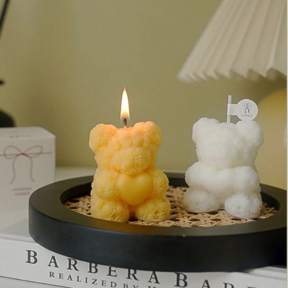 1pc Valentines Rose Bear Candle Aromatherapy Lovely Decoration Partner Hand Gift