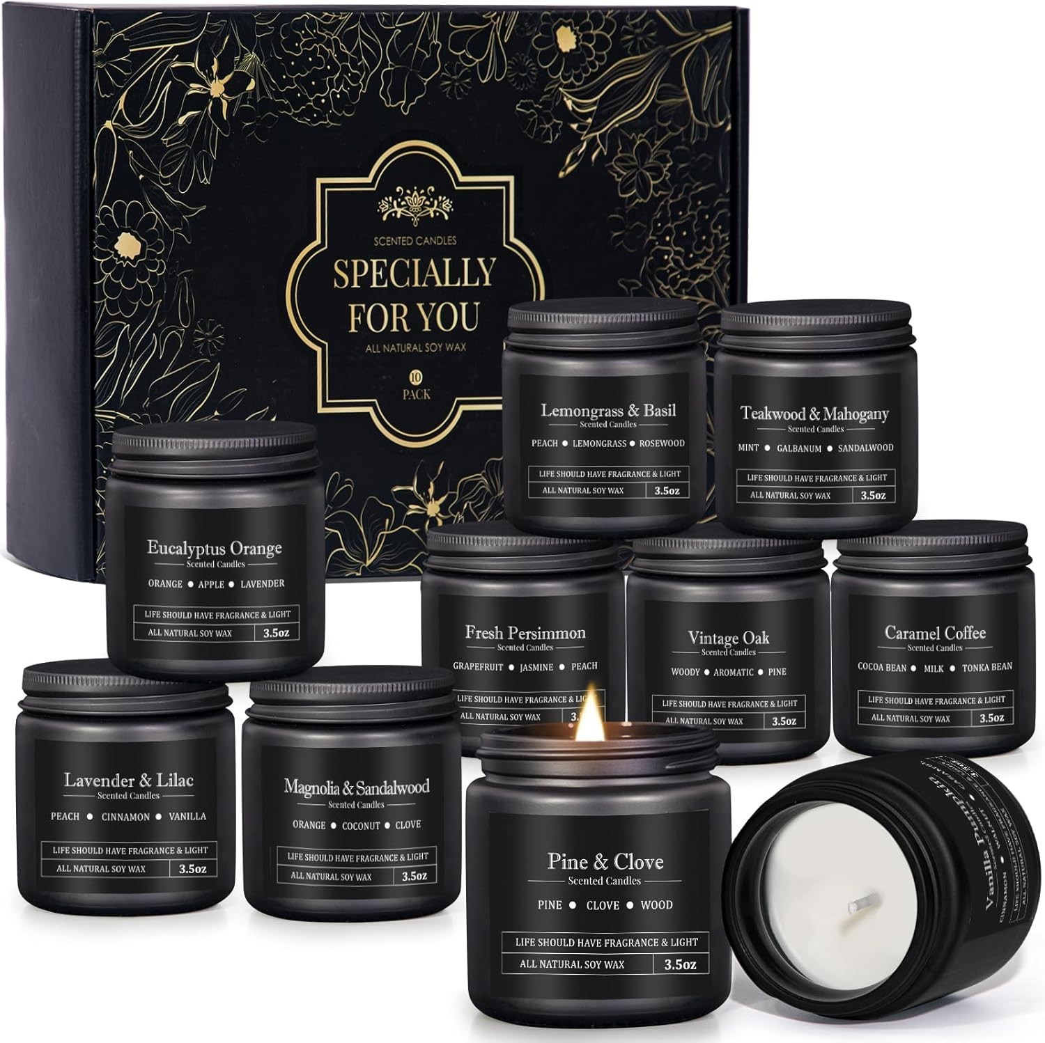 10 Pack Scented Candles for Men, Masculine Candle Gift Set with Woody & Fresh…