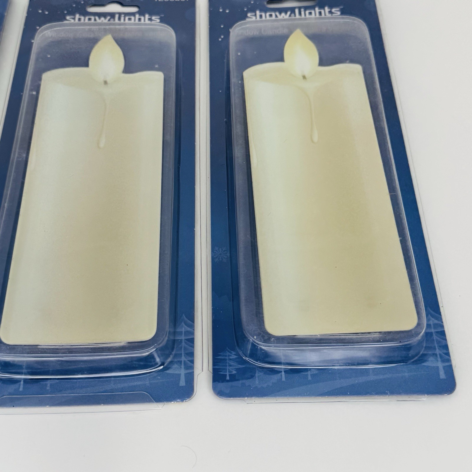 Show Lights Flat Whte Window Candle 7″ Battery Powered Stick On Candles Lot of 3