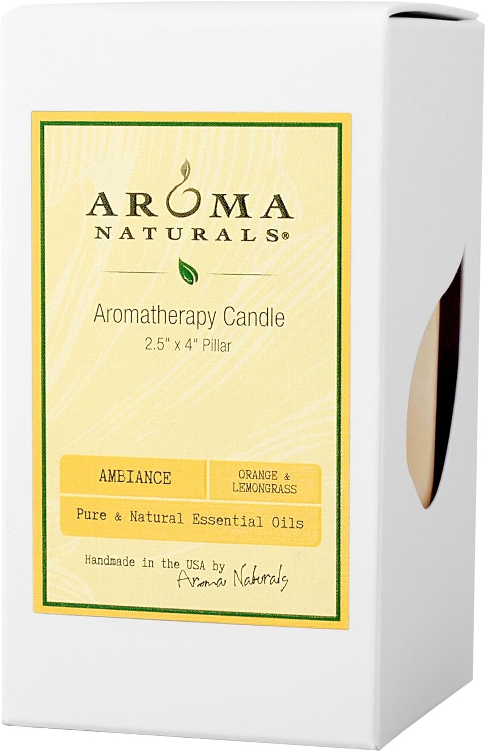 50-Hour Burn Yellow Essential Oil Candle – Orange & Lemongrass Ambiance Delight