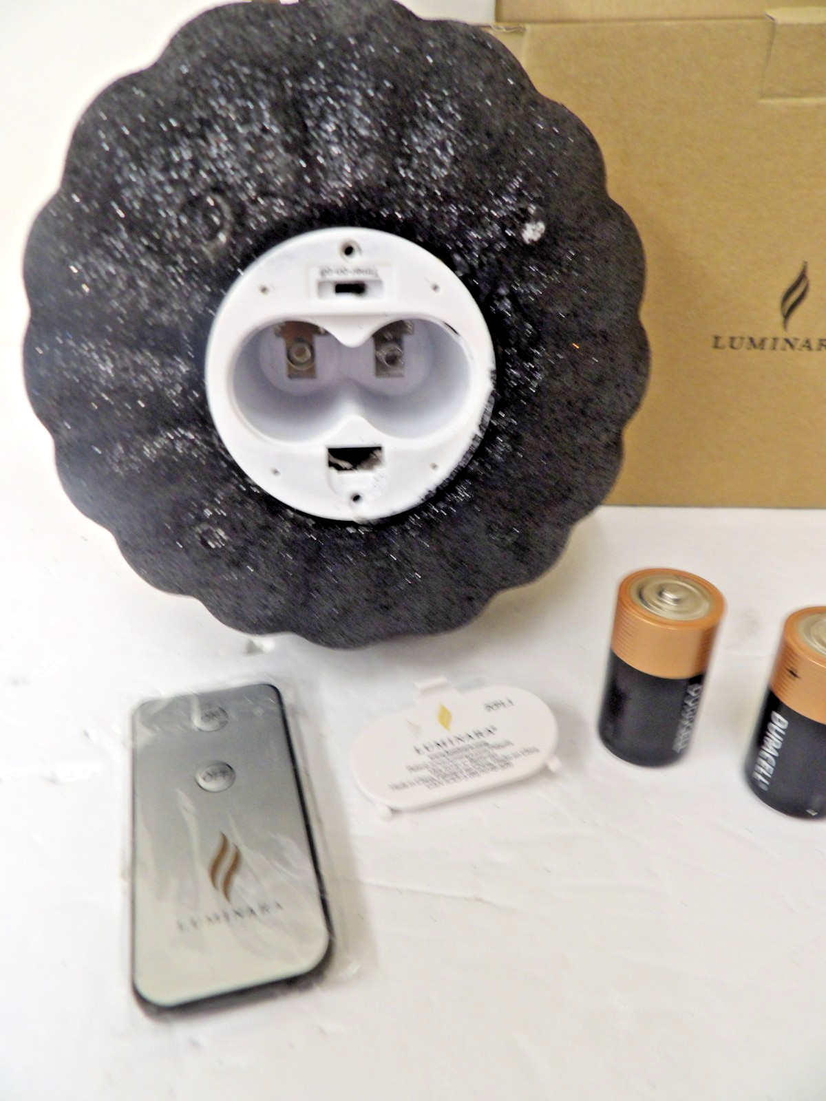 Luminara Black Glitter Pumpkin Flameless Flickering Halloween Fall Candle 6″