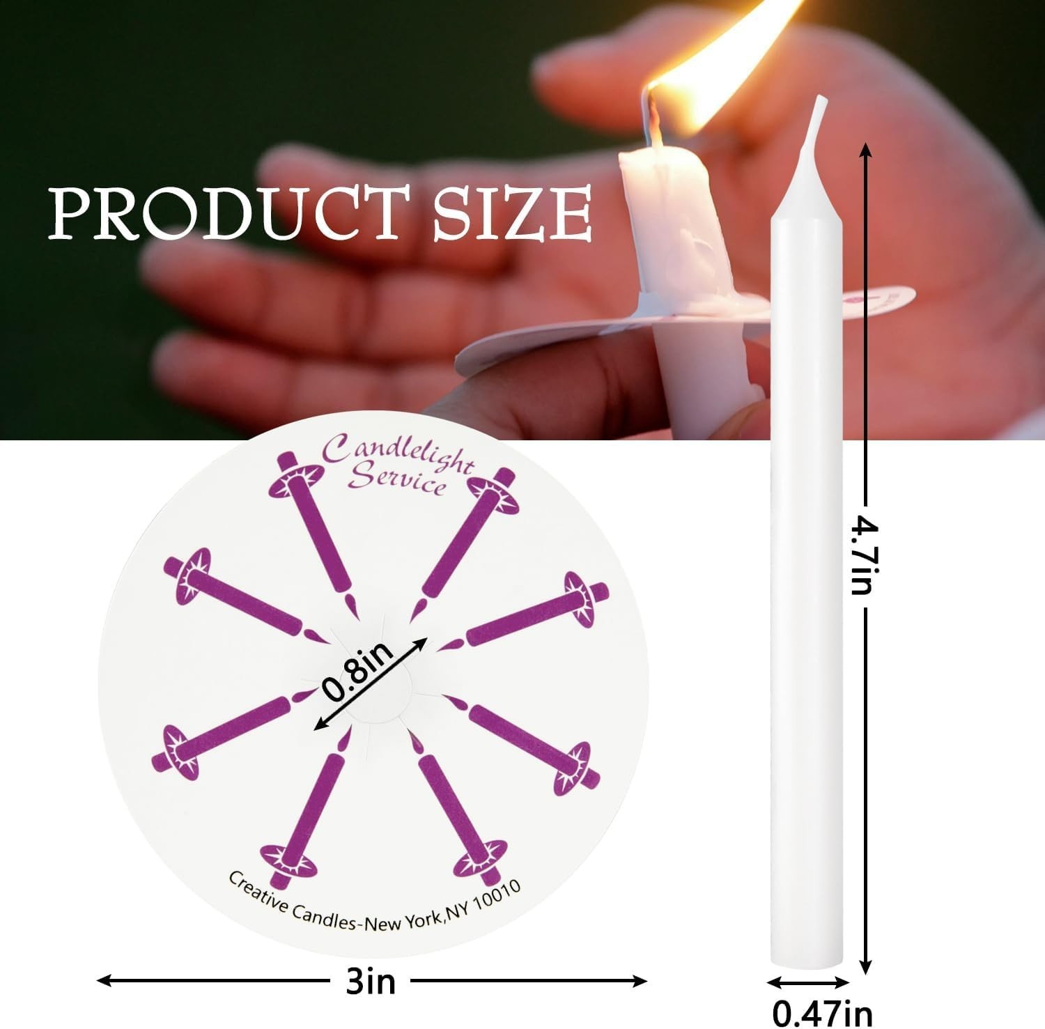 200 White Church Candles with Drip Protectors for Devotional Candlelight Vigil S