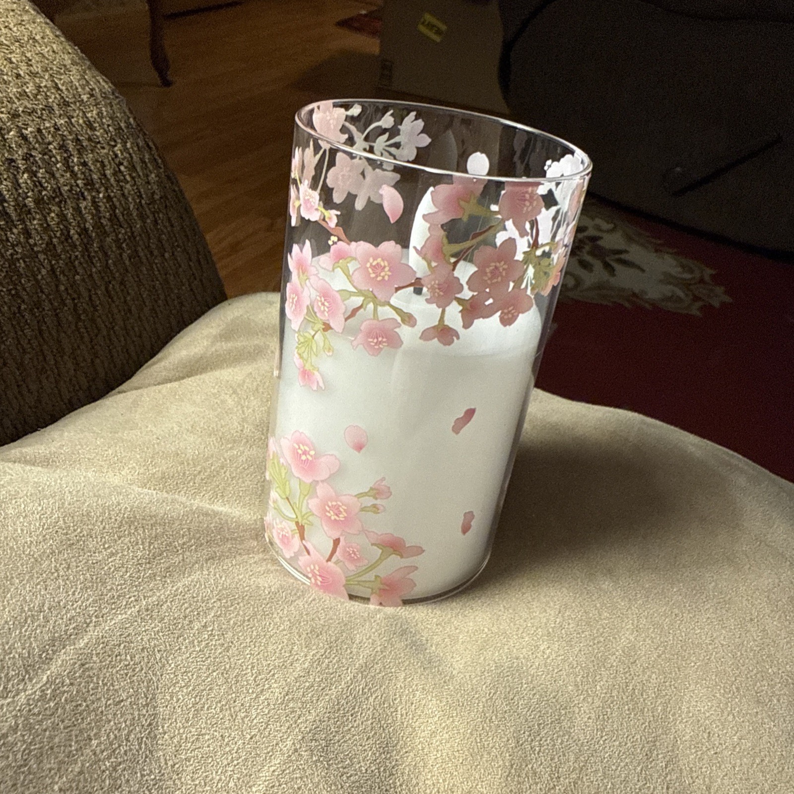 3 Piece LED Flameless Pink Flowers W/green Leaves Candle Set W/black Remote
