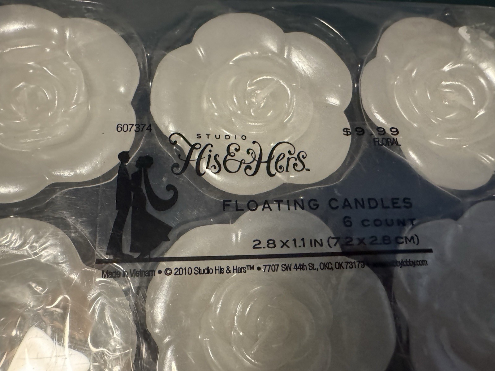 NEW 6 Pearl White Rose Floating Candles Party Centerpieces Wedding 2.8” x 1.1”