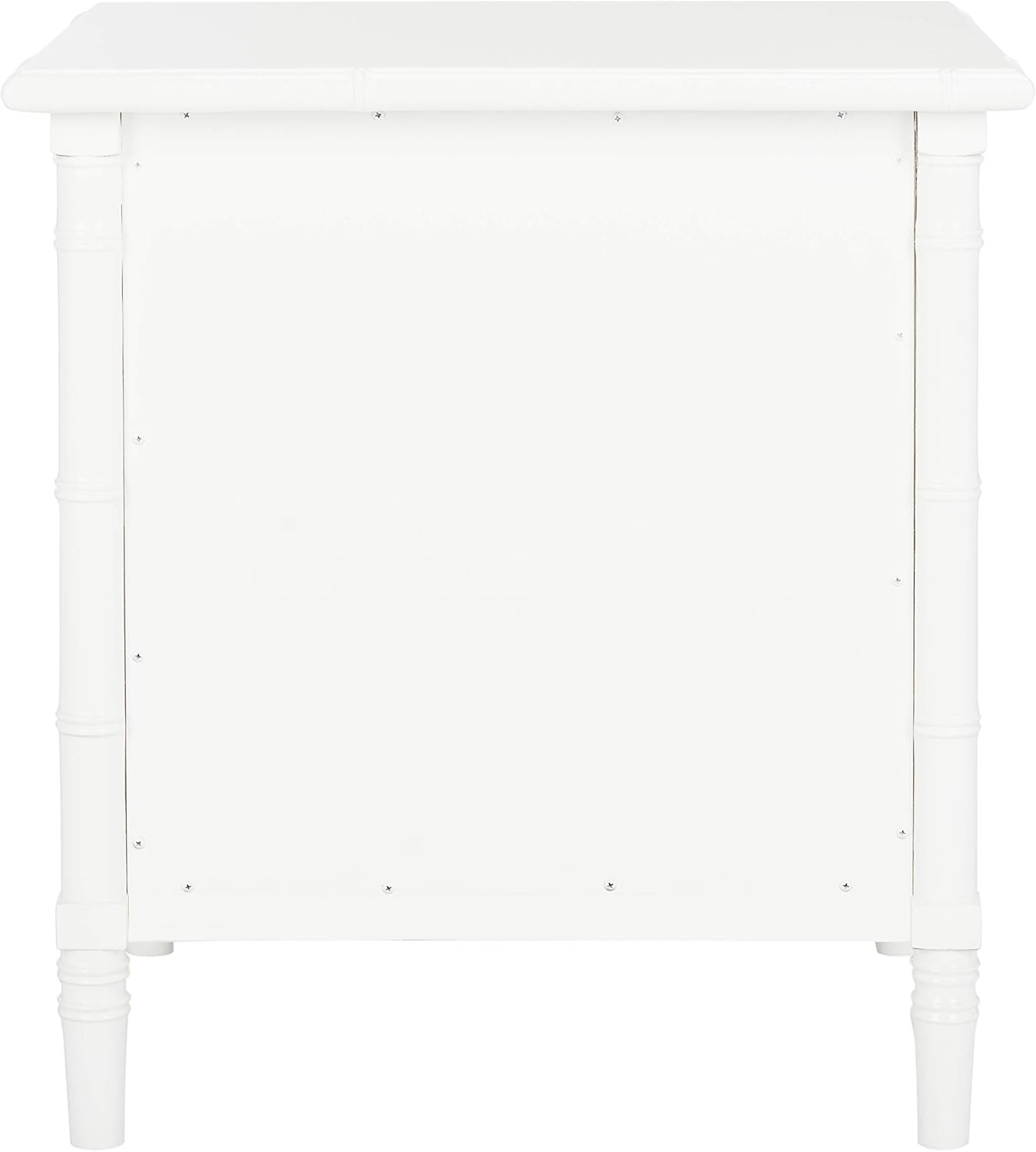 Mina Modern Coastal Bamboo Nightstand with 3 Drawers – 25″ White Finish