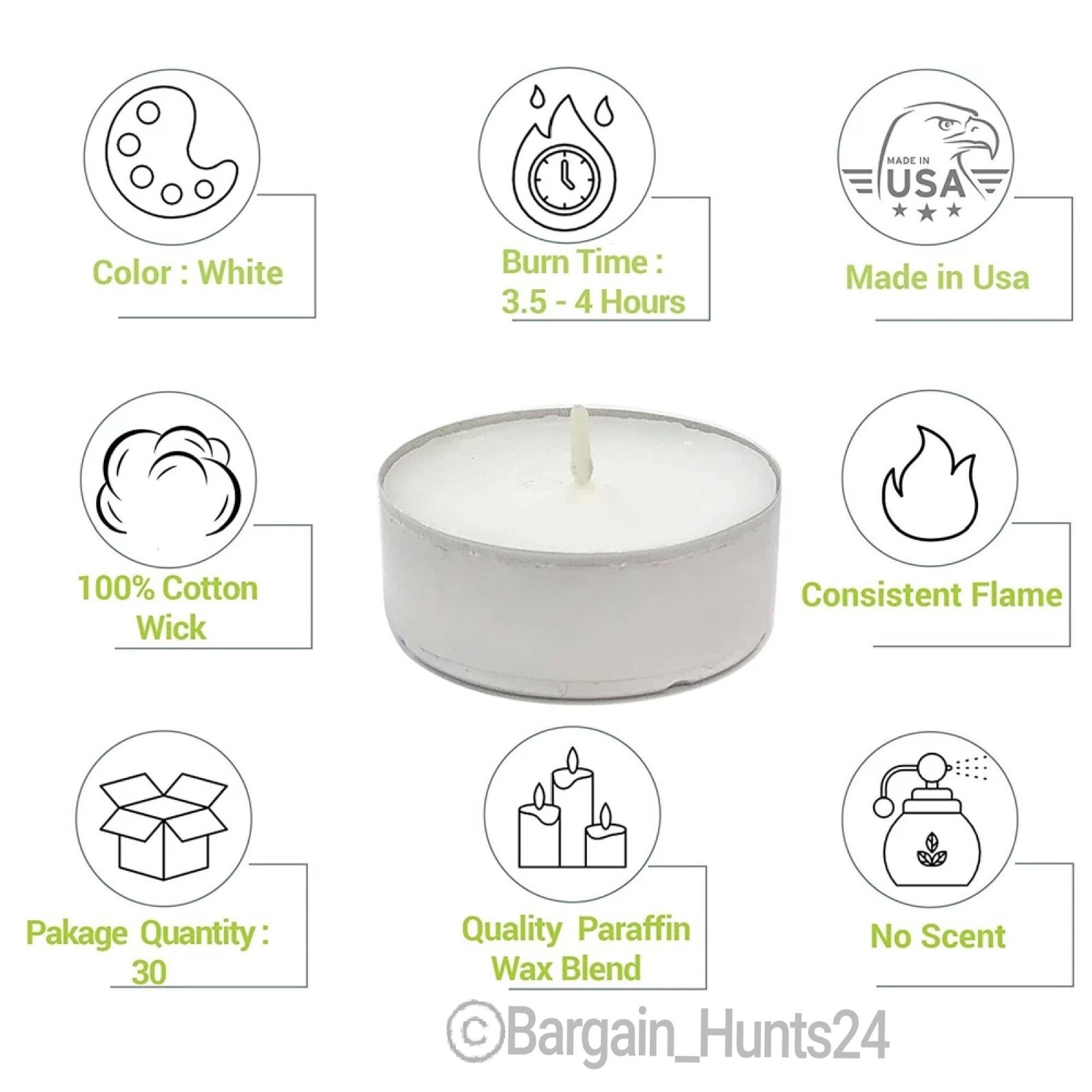 50 Ct Unscented Tealight Candles 2.5 Hour Burn Time White Dripless Long Lasting