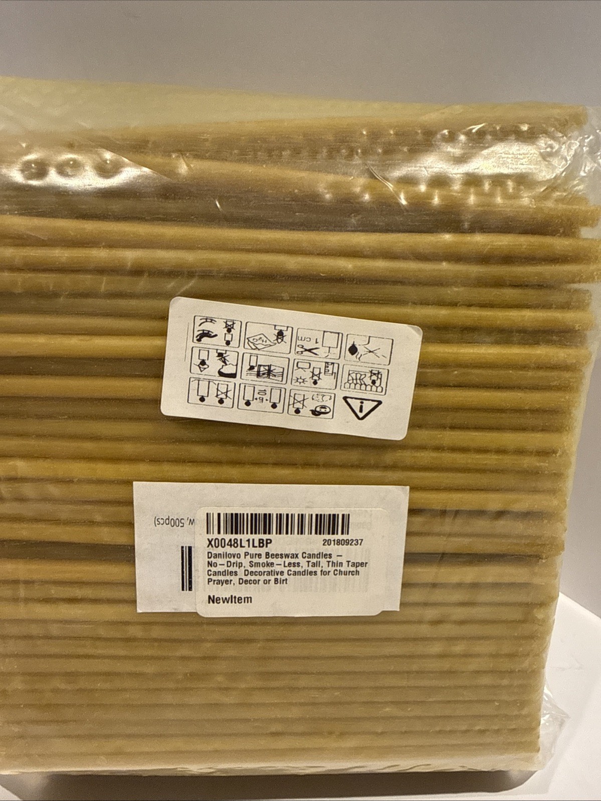 DANILOVO Pure Beeswax Thin Taper Candles Yellow Church Candle 500 PCS NEW