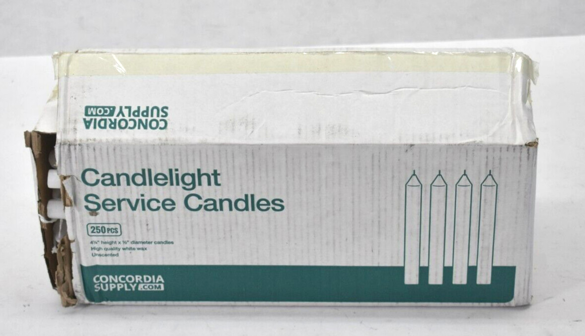 Candlelight Service Candles 250 Pack 4.25″ x 1/2″ White Church Vigil 232155