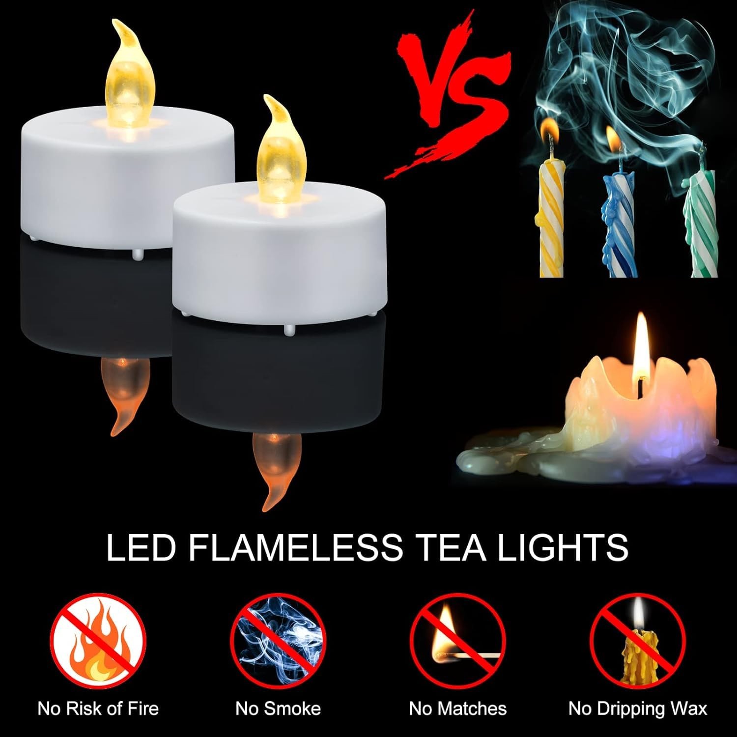 Tappovaly Battery Operated LED Tea Lights:24 Pack 24pack, Warm Yellow