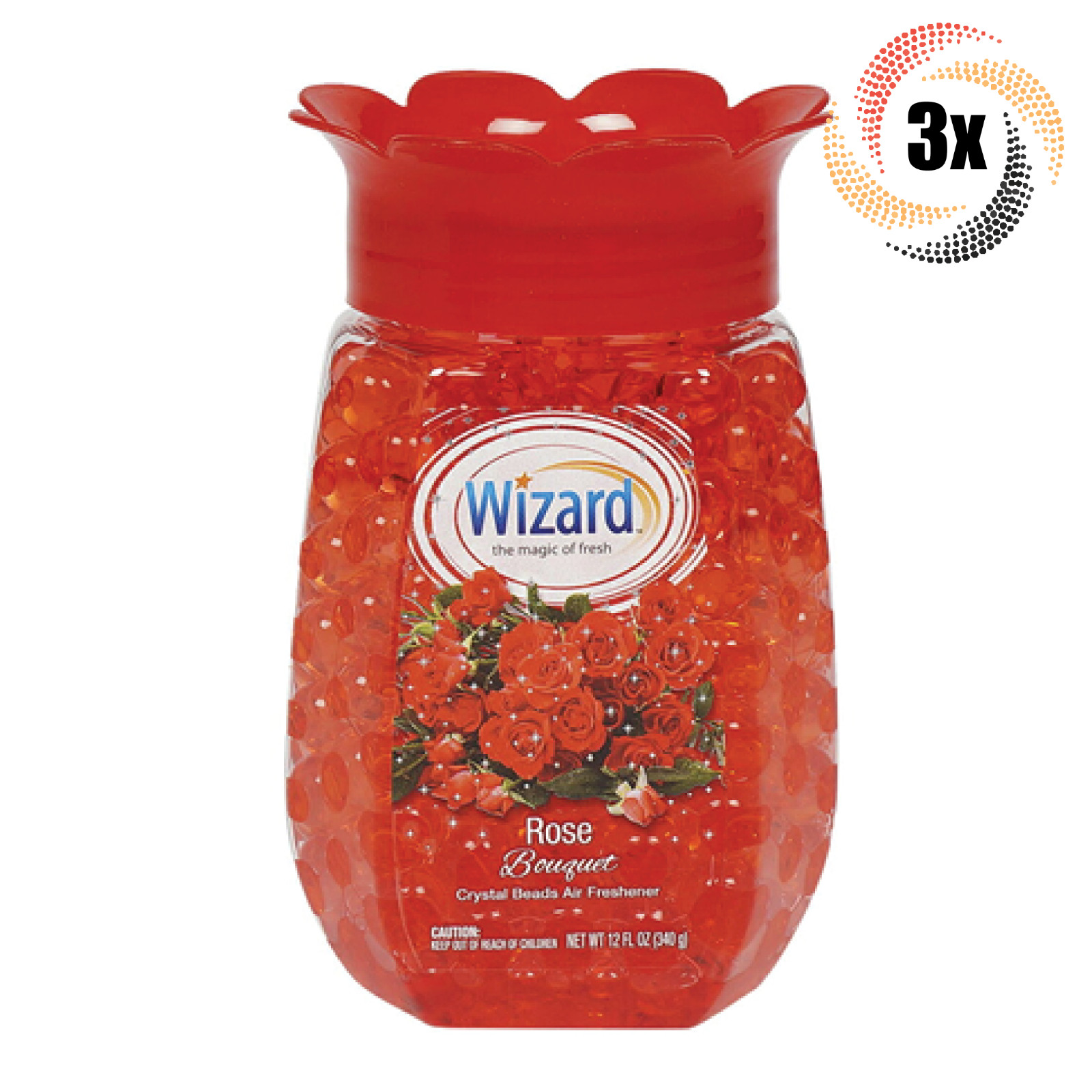 3x Jars Wizard Rose Bouquet Air Freshener Crystal Beads | 12oz | Fast Shipping!