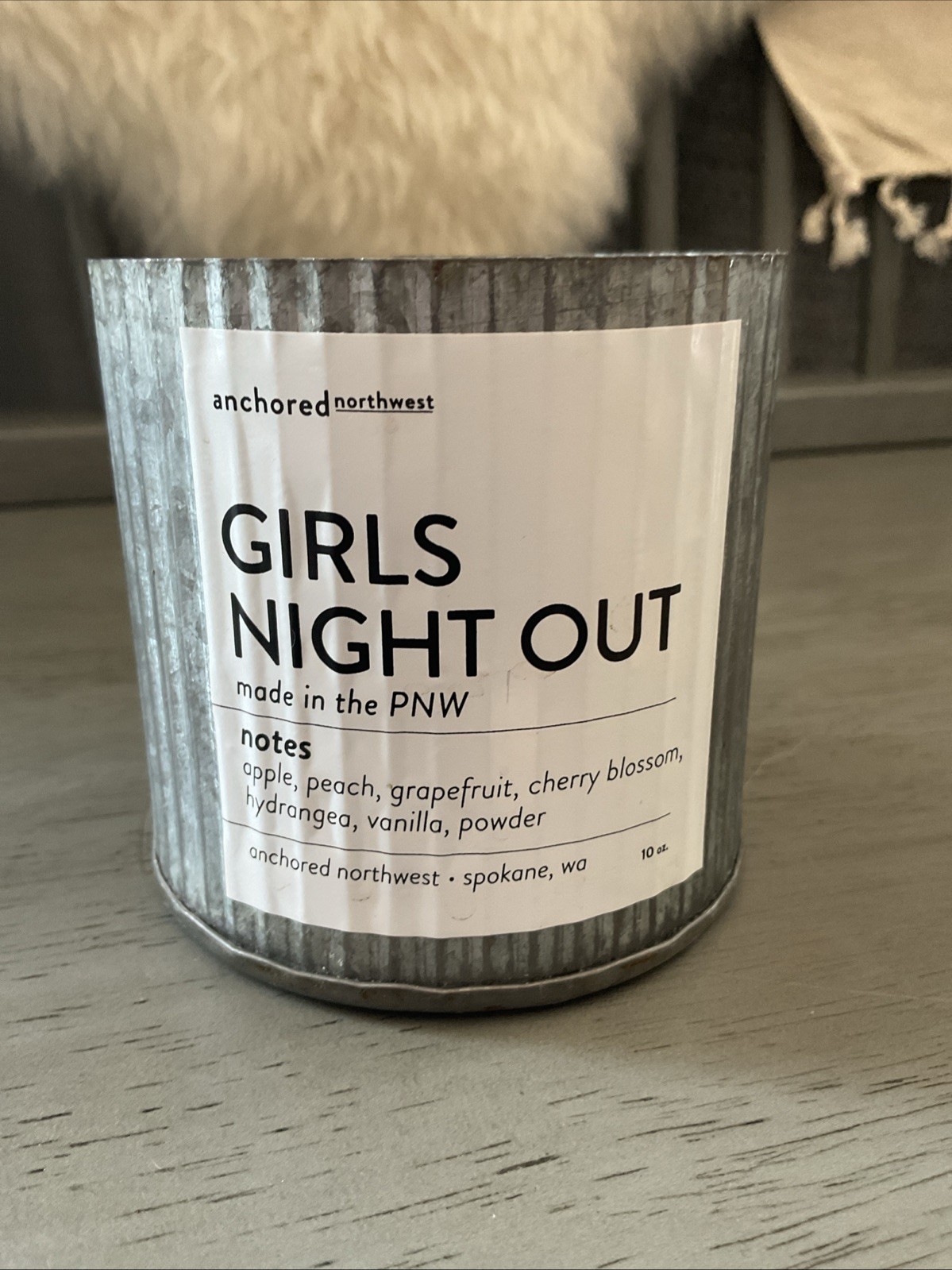 Anchored Northwest Girls Night Out Soy Wood Wick Candle Galvanized Farmhouse 10o