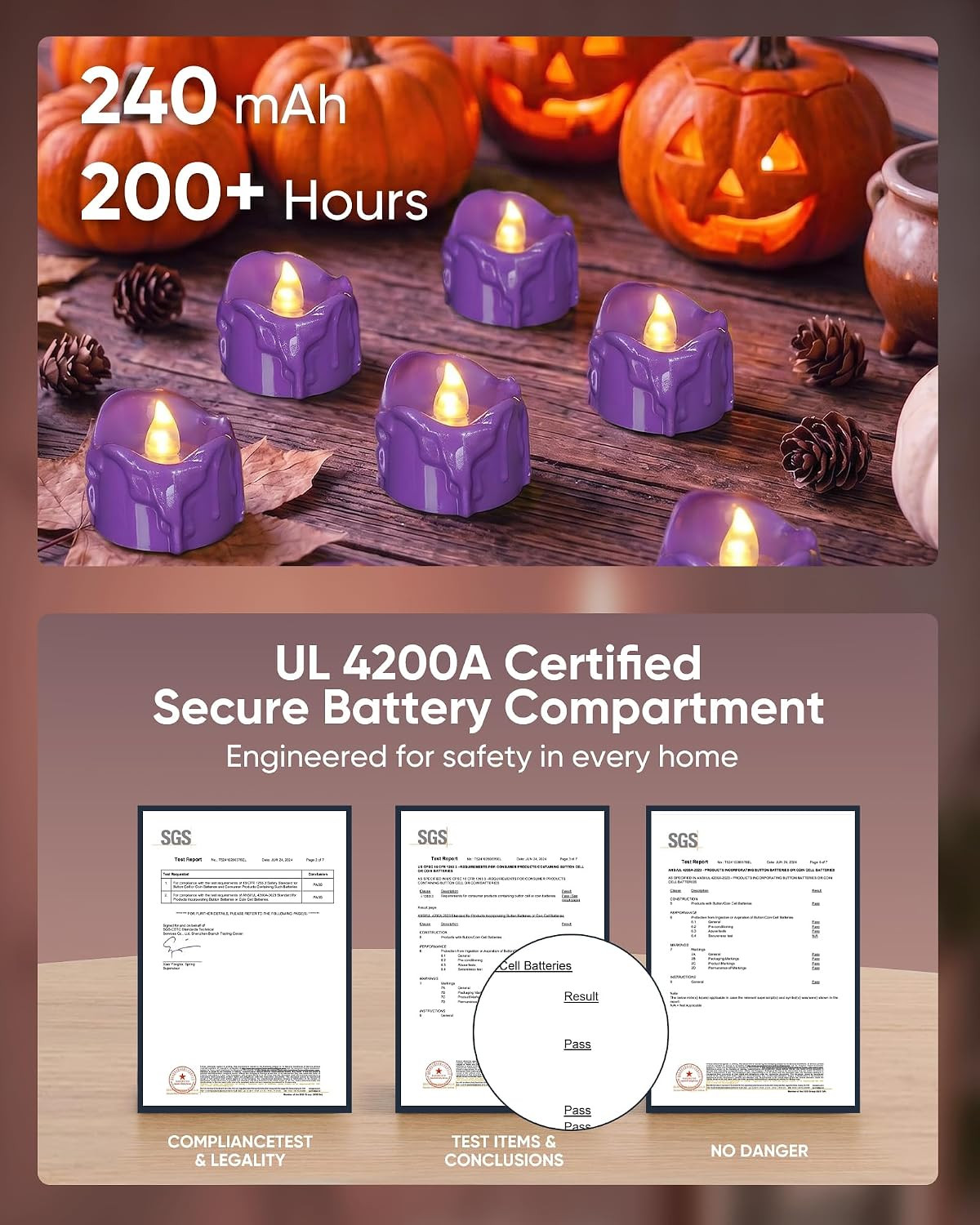 24 Pack Purple Dripping Flameless LED Tea Lights, 1.58″ X 1.2″ Battery