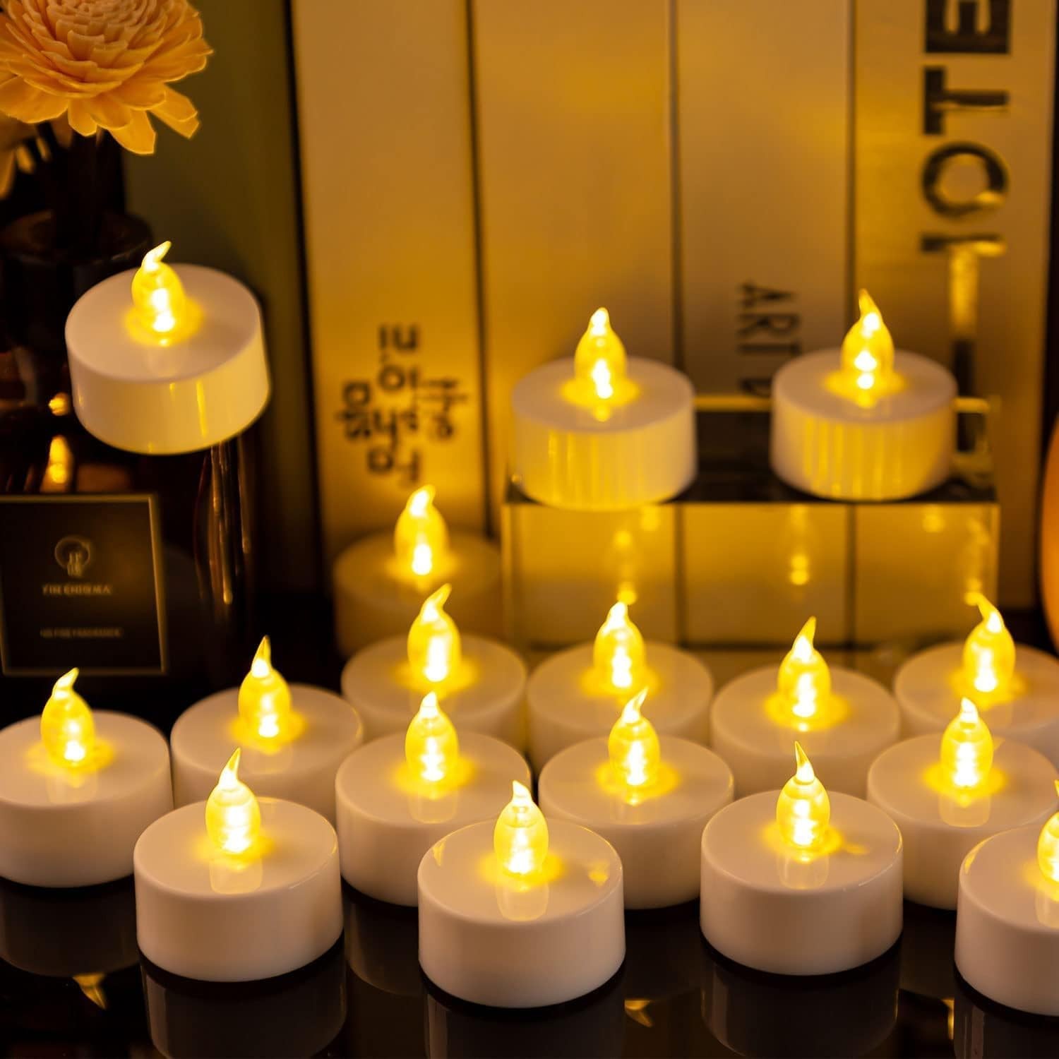 Tappovaly Battery Operated LED Tea Lights:24 Pack 24pack, Warm Yellow