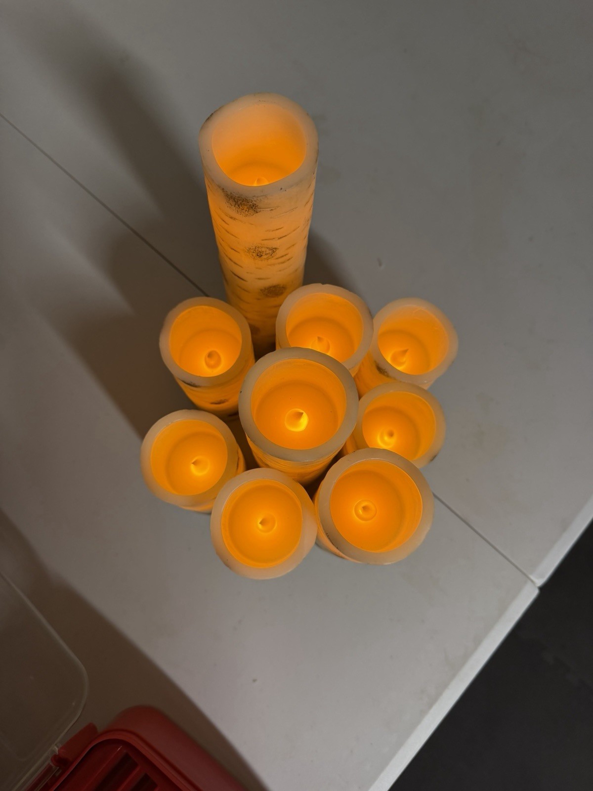 Birch Wood Looking Battery Powered Candles Set Of 9