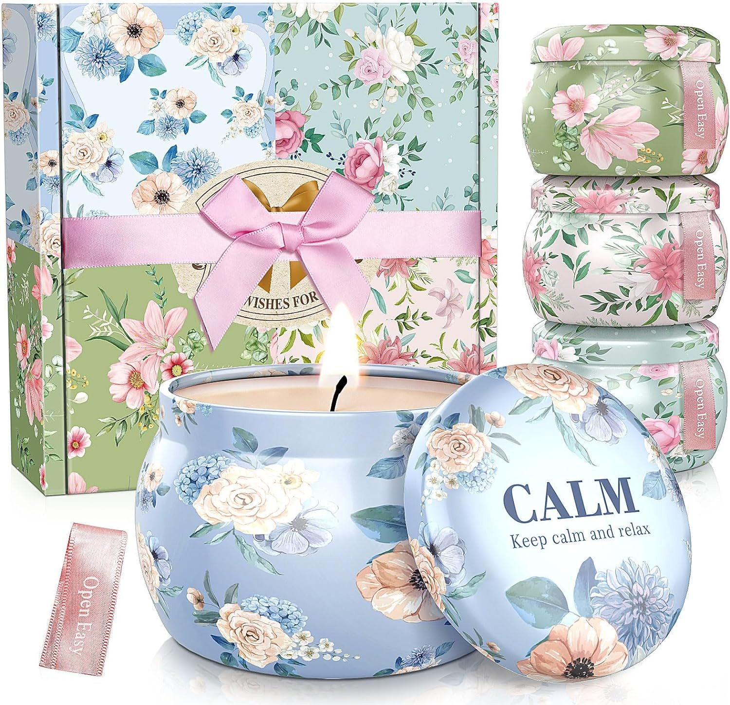 Scented Candles Set, 17.6 Oz 4 Pack Home Scented Candles, 100-120 Hours Candle P
