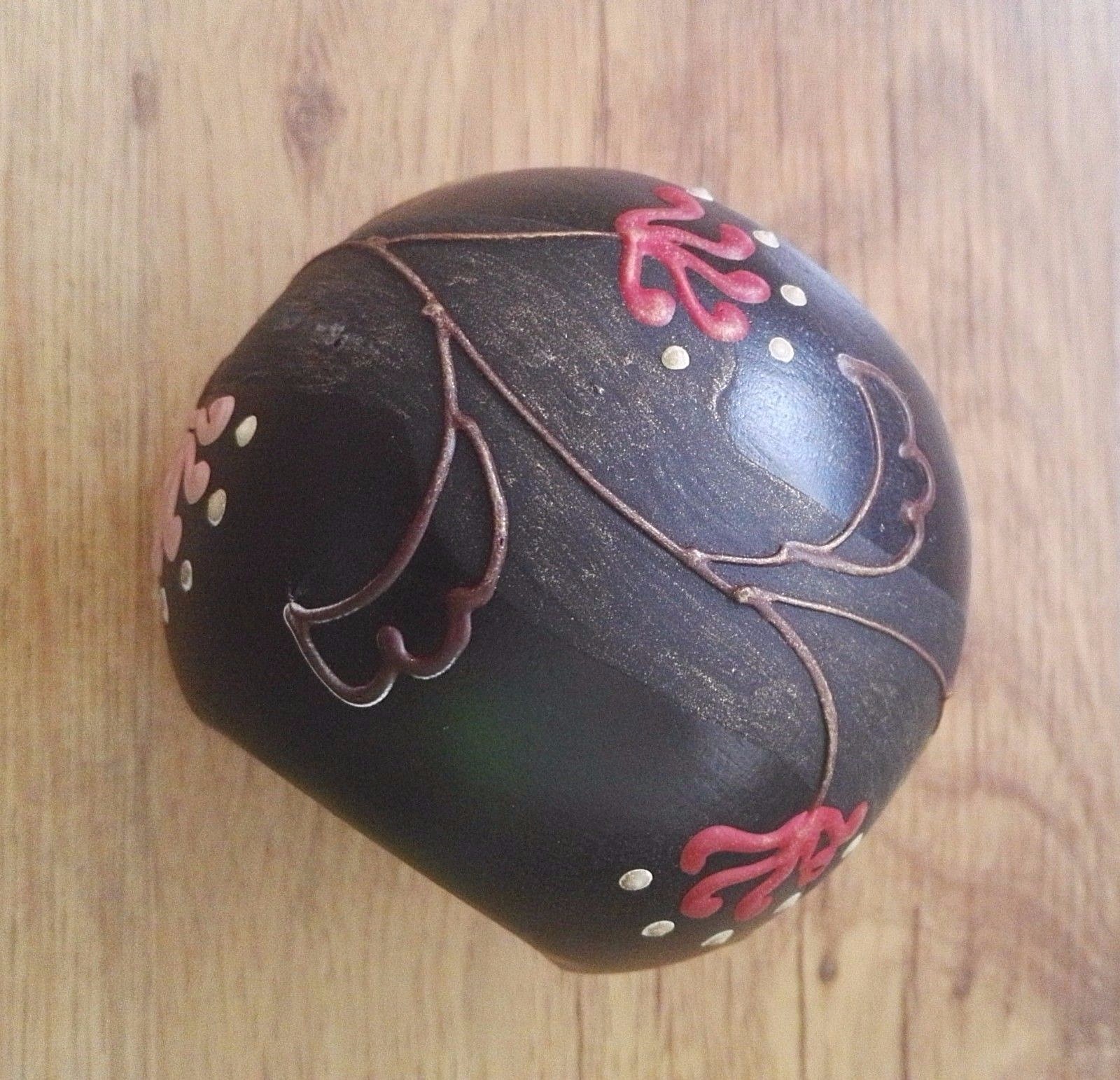 Thailand Mango Wood Candle Holder Round Flowers Painting Handcrafted