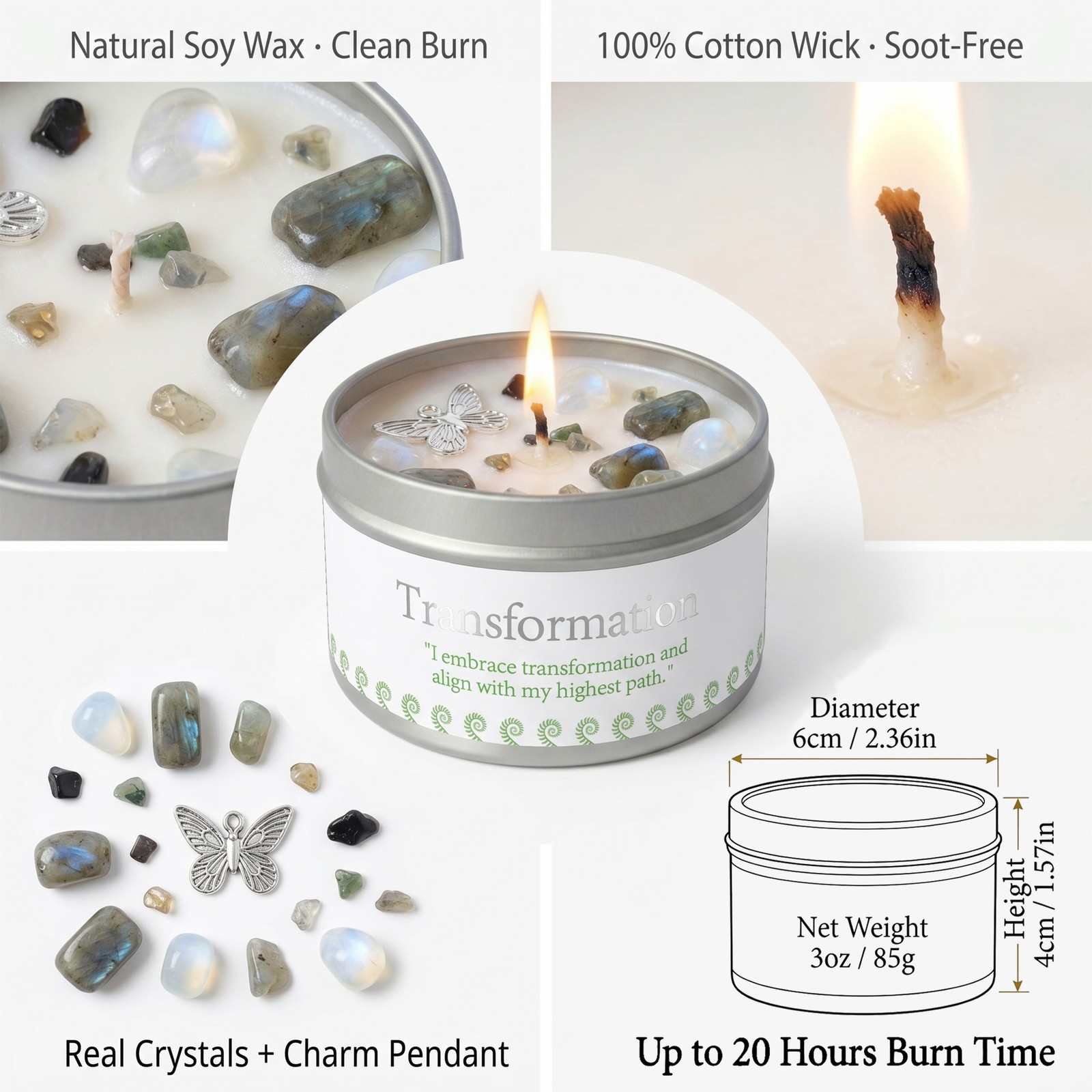 1 Pack EVODUCK New Beginnings Crystal Candle Moonstone Transformation 3 oz