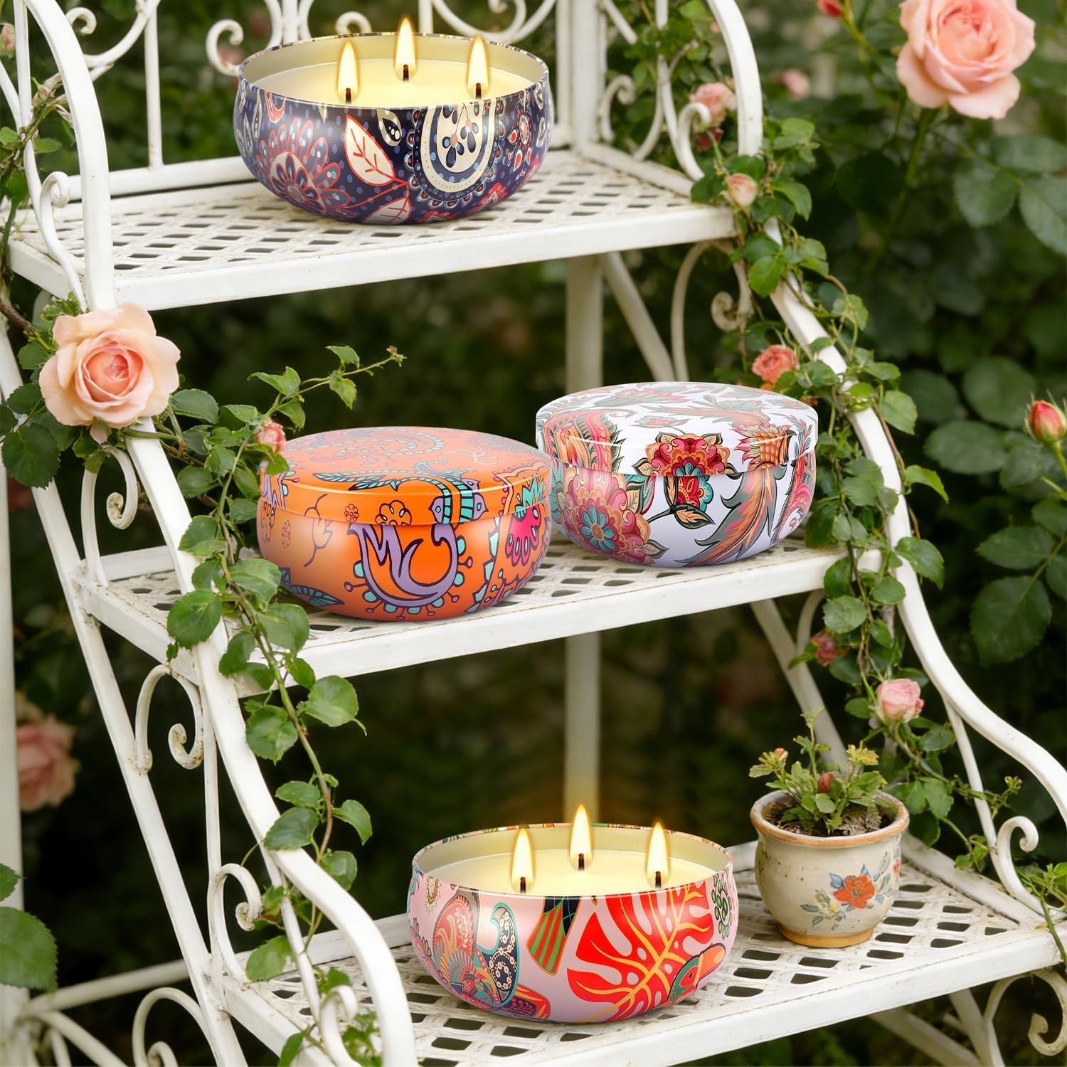 Large Citronella Scented Candle – 3 Wick Indoor & Outdoor Boho Decor Essential