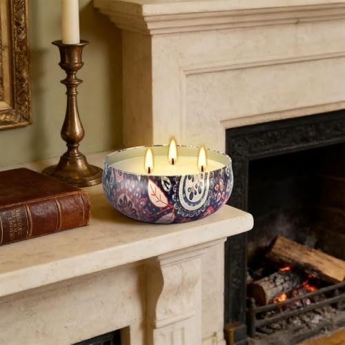 Citronella Scented 3 Wick Candle Soy Wax Boho Decorative Tin Indoor Outdoor