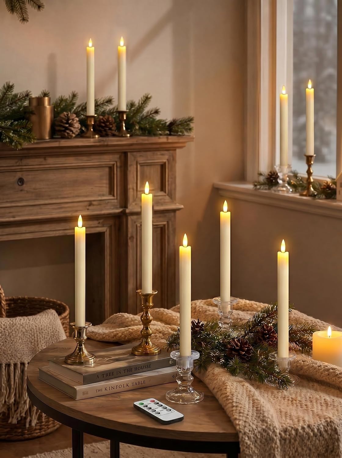 6 Ivory Flameless Candles with Dimmable Brightness & Timer – Safe Tabletop Decor