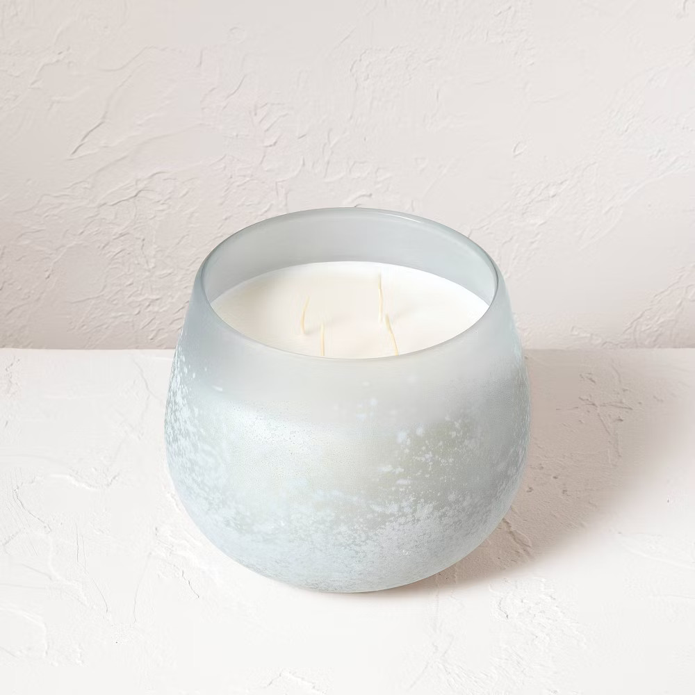 4-Wick Balance Fashion Salted Glass Wellness Jar Candle Light Blue 30oz –