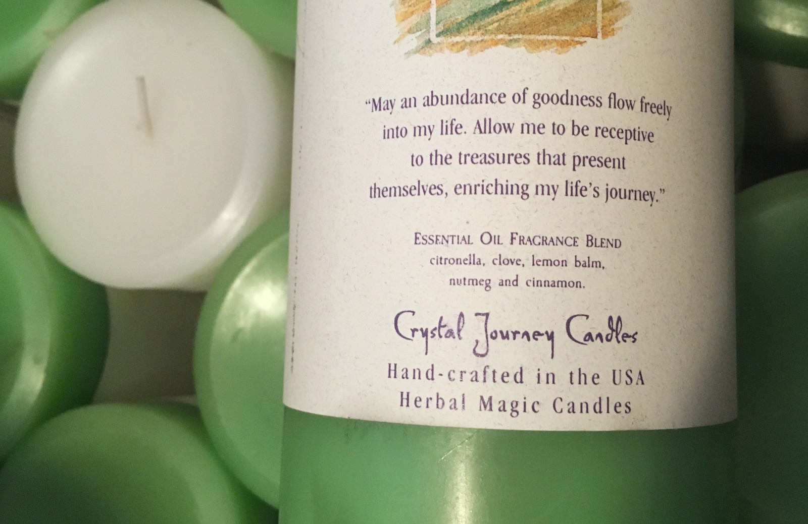 6 x CANDLES Lot Set Natural Crystal Journey NEW Pillar 4 x3″x 6″ + 2 Votives