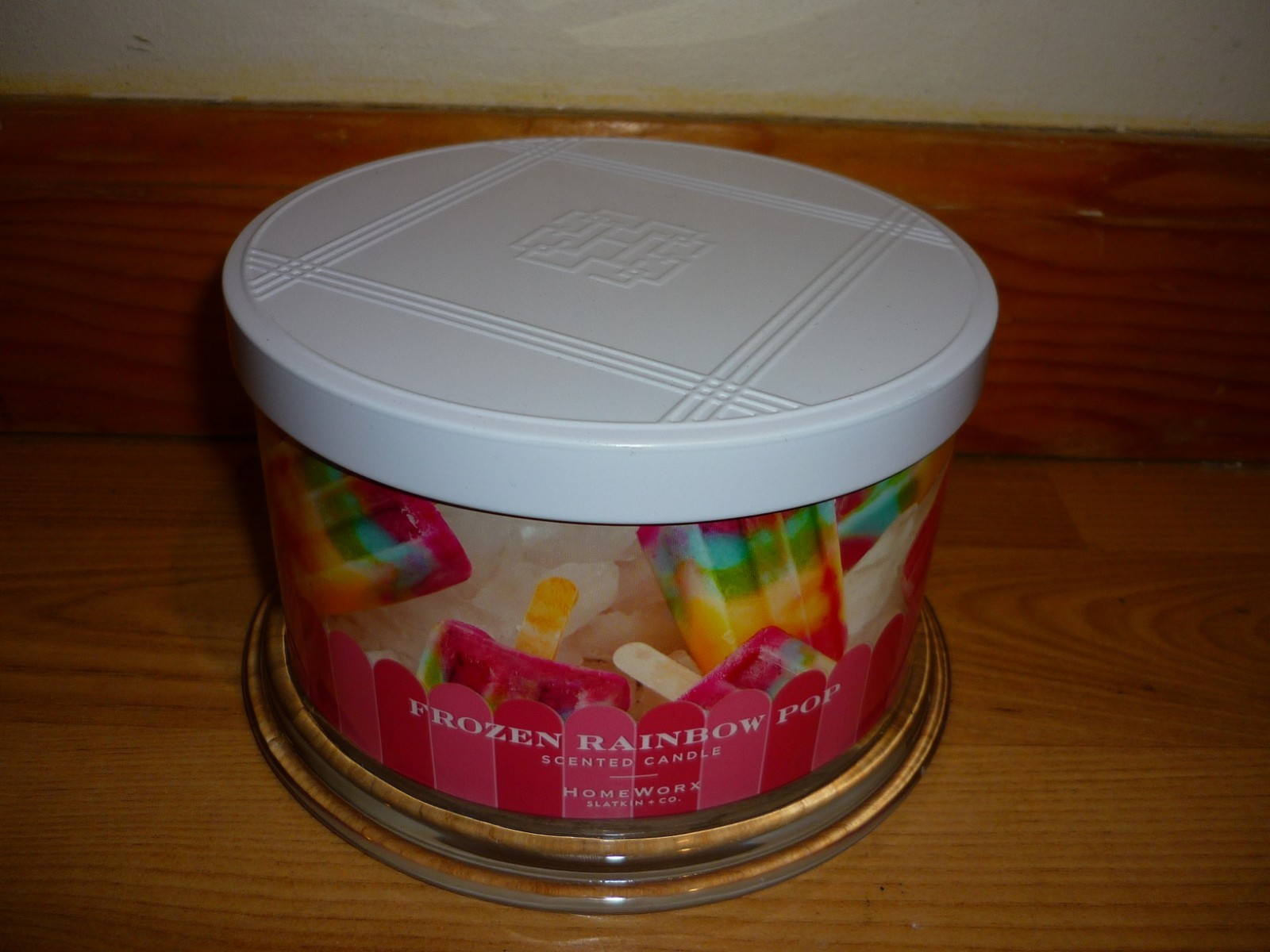 LOT OF 2 NEW HOMEWORX BY SLATKIN & CO FROZEN RAINBOW POP 4-WICK CANDLE 18 OZ