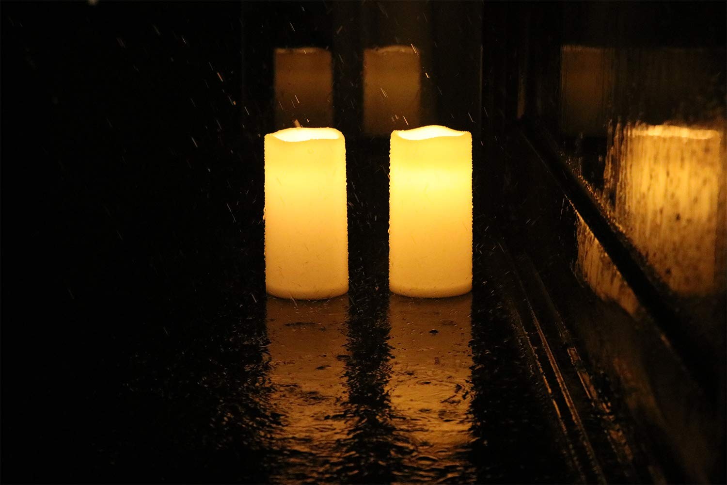 3″ x 6″Outdoor Flameless Flickering Candles with 6 Hour Timer, 3 AAA Batterie…