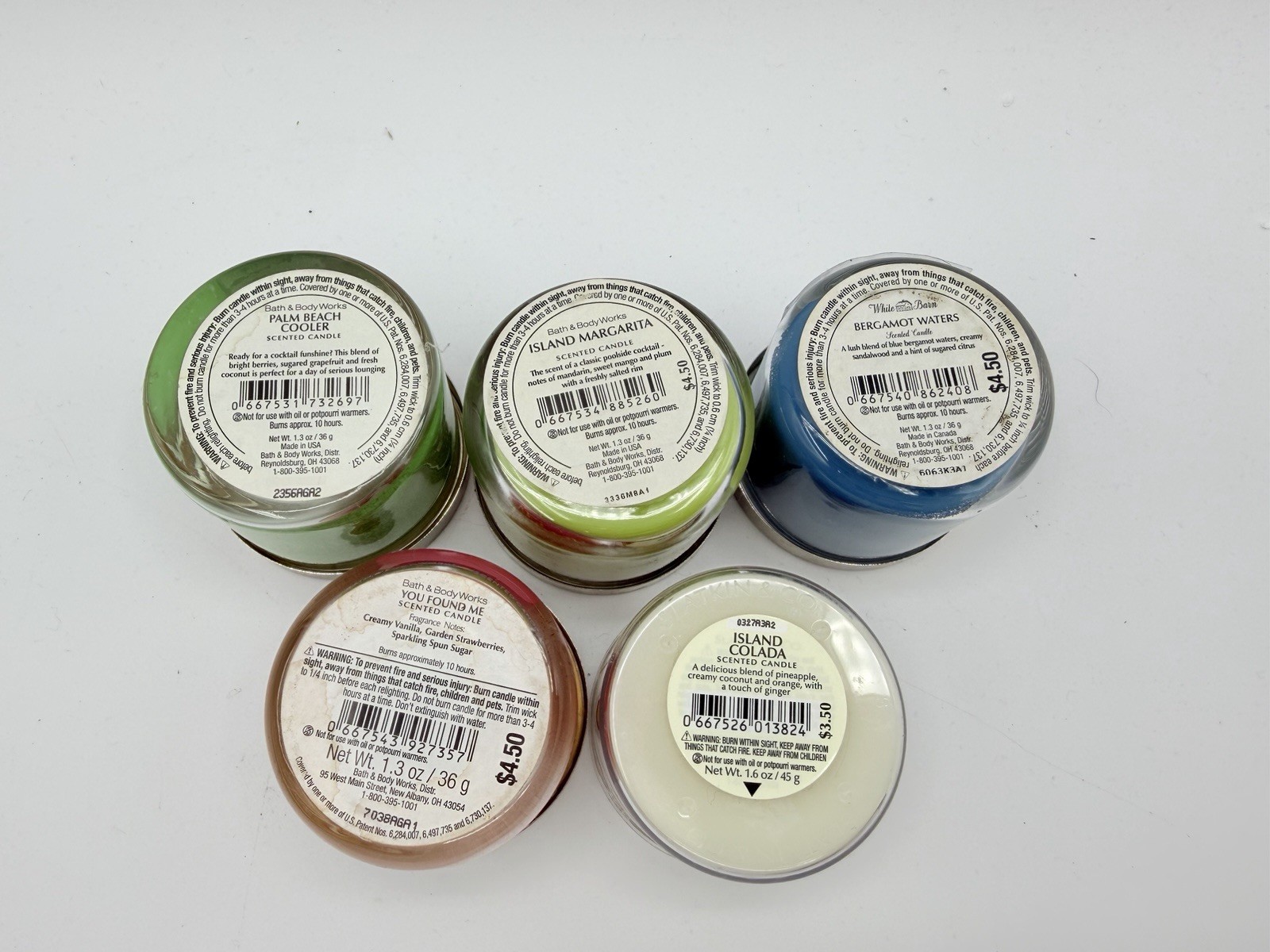 Bath and Body Works Summer Mini Candle Lot Colada Island Marg Palm Beach Bunny