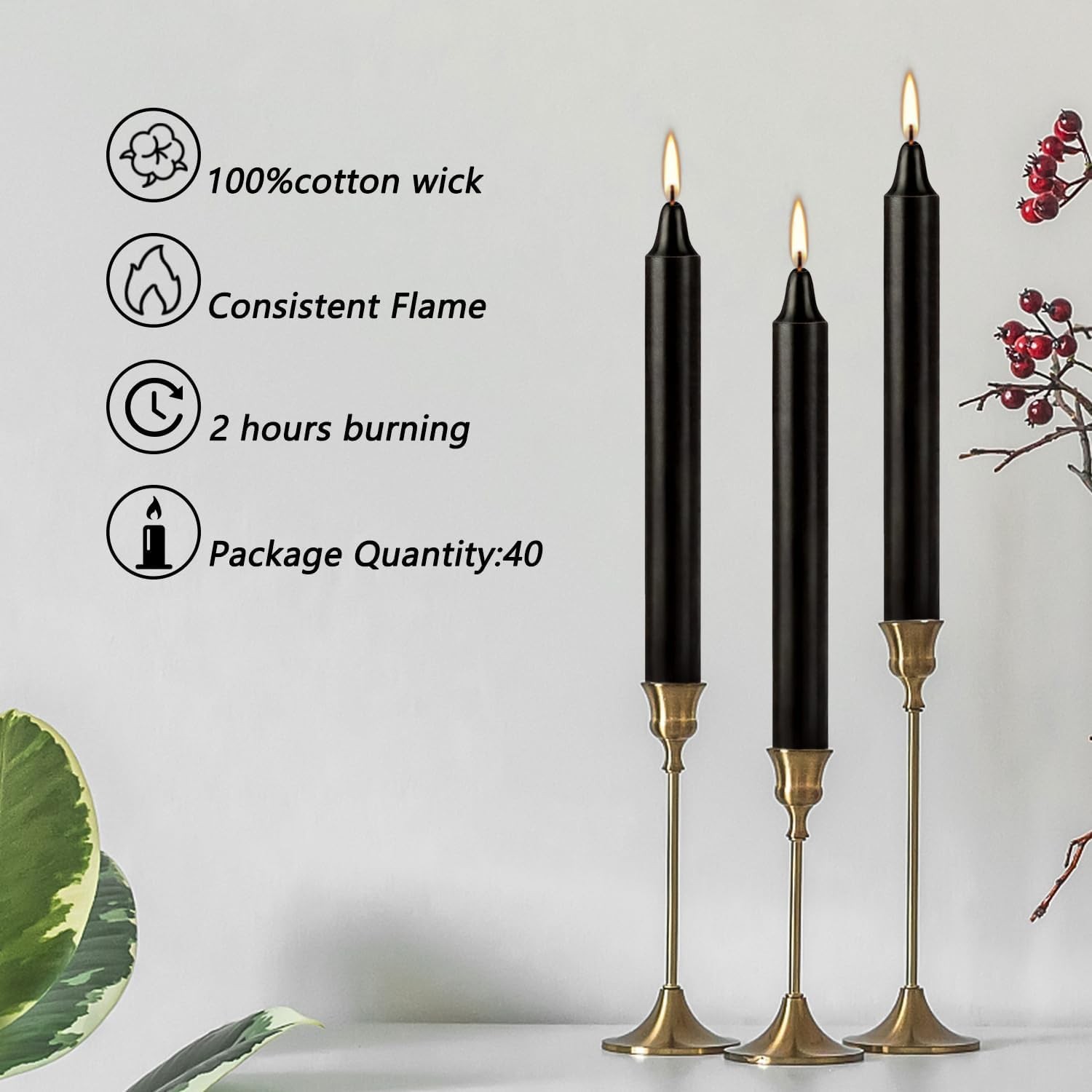 YOROXRG Set of 40 Black Candles – Spell Chime Candles for Halloween, Rituals,…